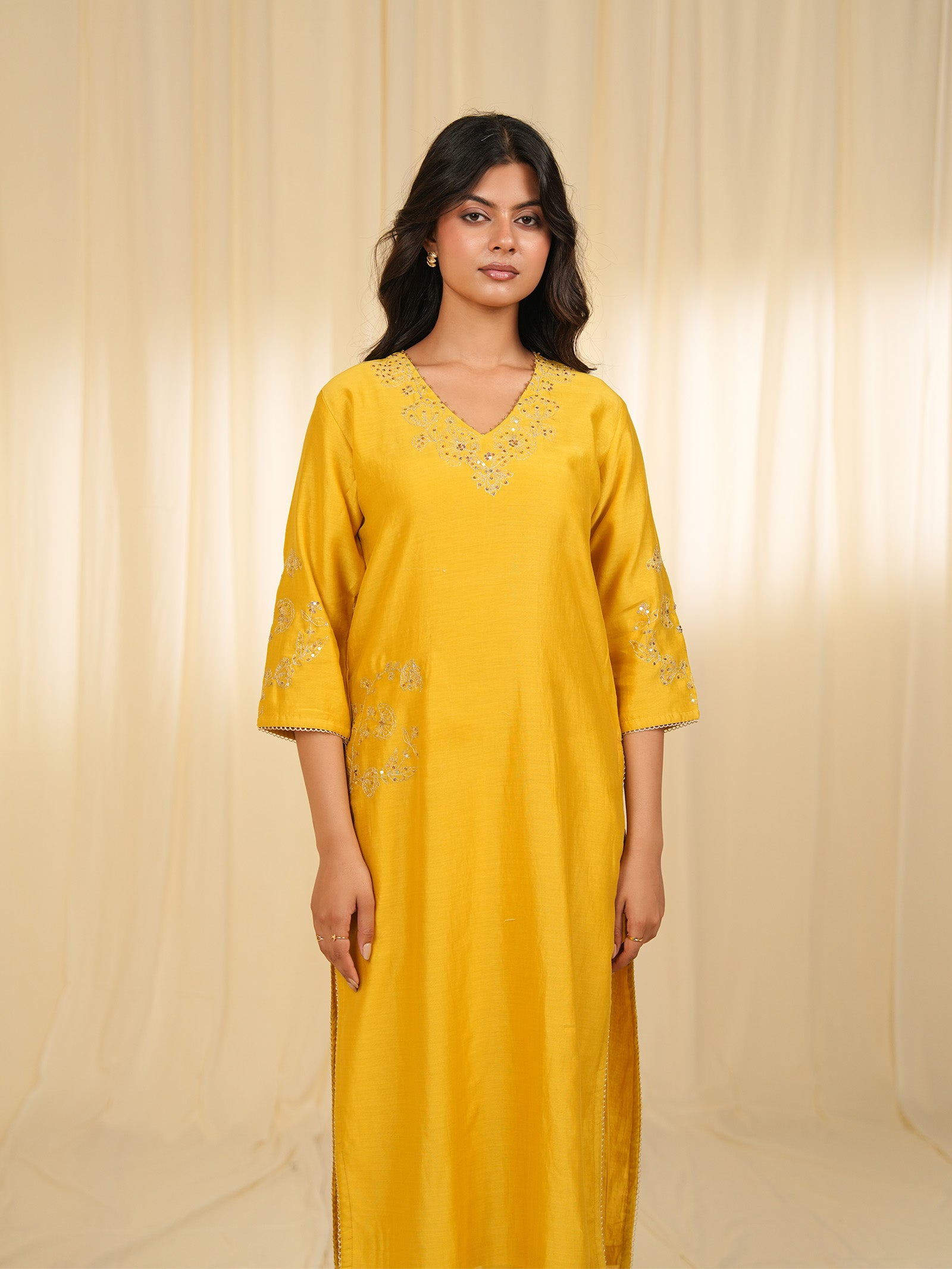 Filigree Yellow Chanderi Kurta