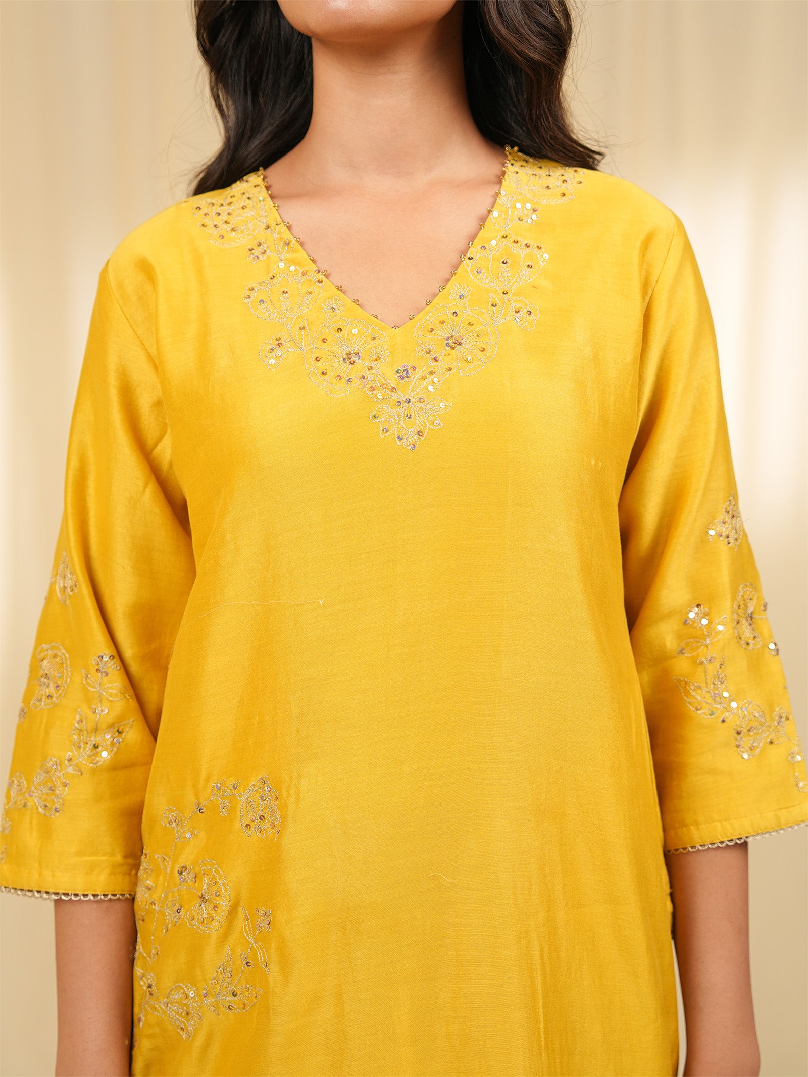 Filigree Yellow Chanderi Kurta
