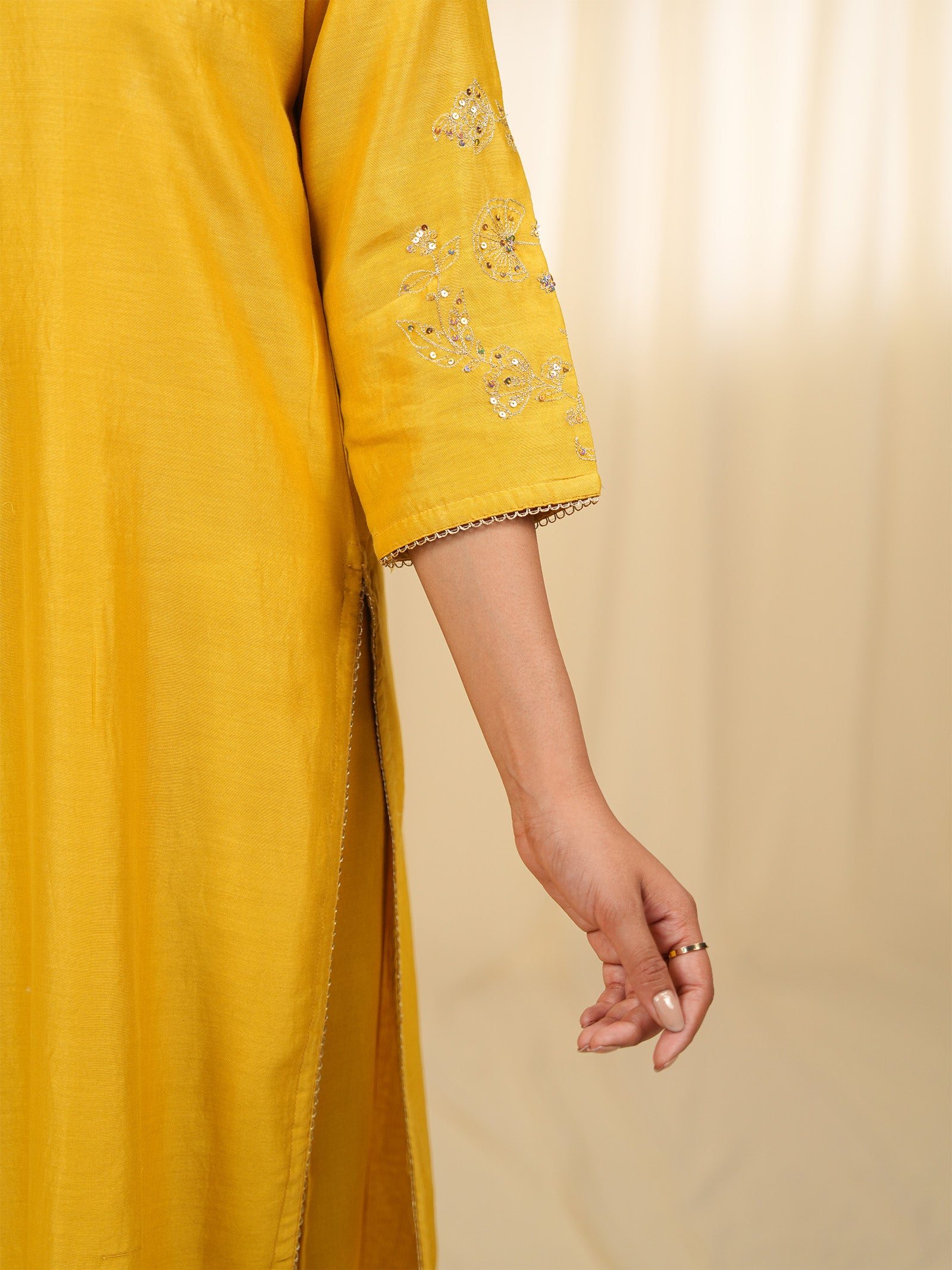 Filigree Yellow Chanderi Kurta