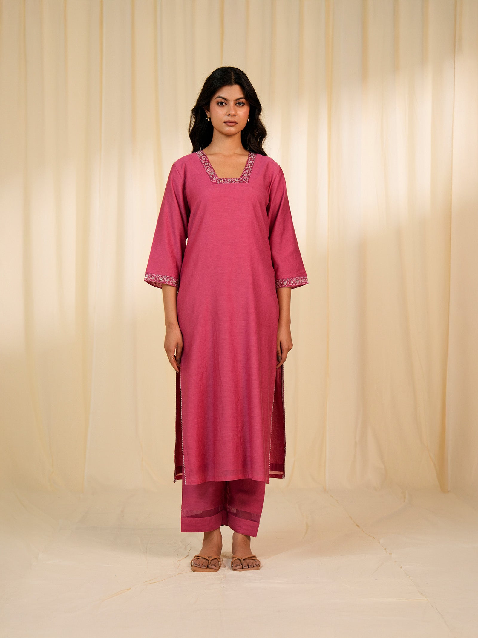 Filigree Pink Chanderi Kurta