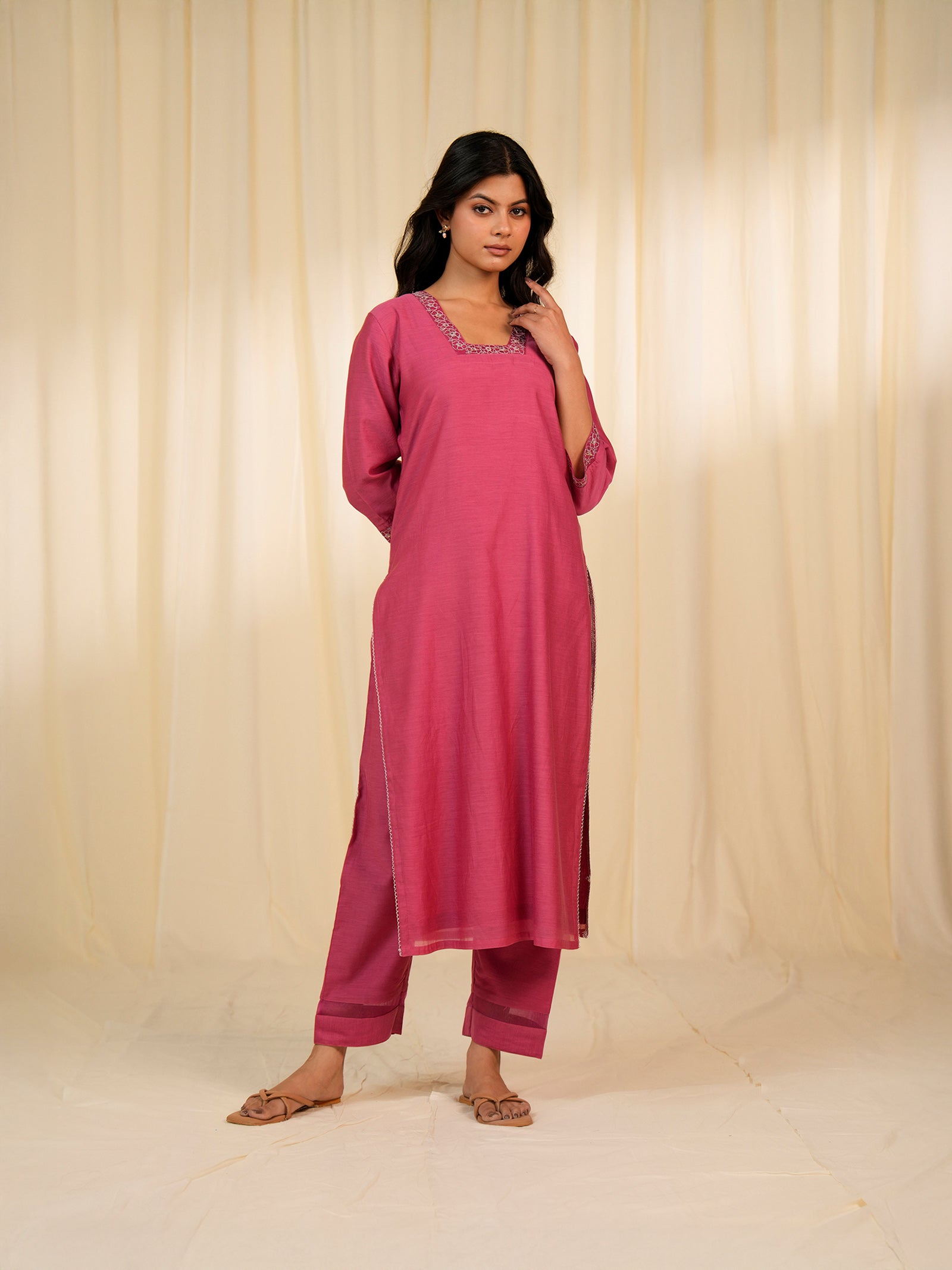 Filigree Pink Chanderi Kurta