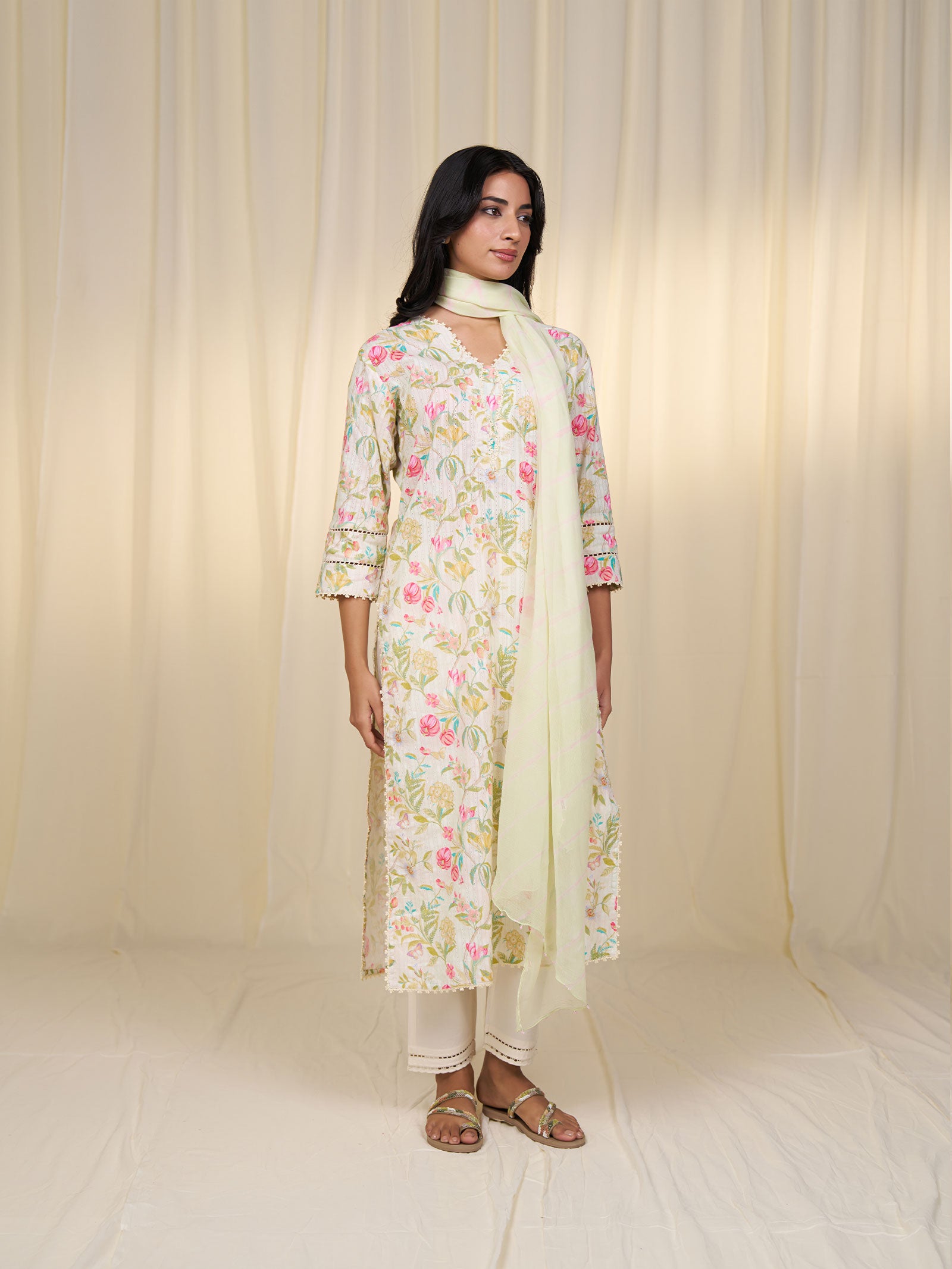 Flower Field Cotton Kurta