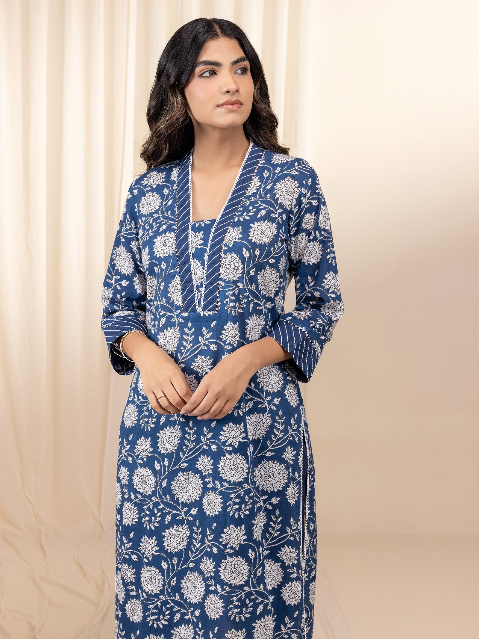 Frosted Bloom Cotton Kurta