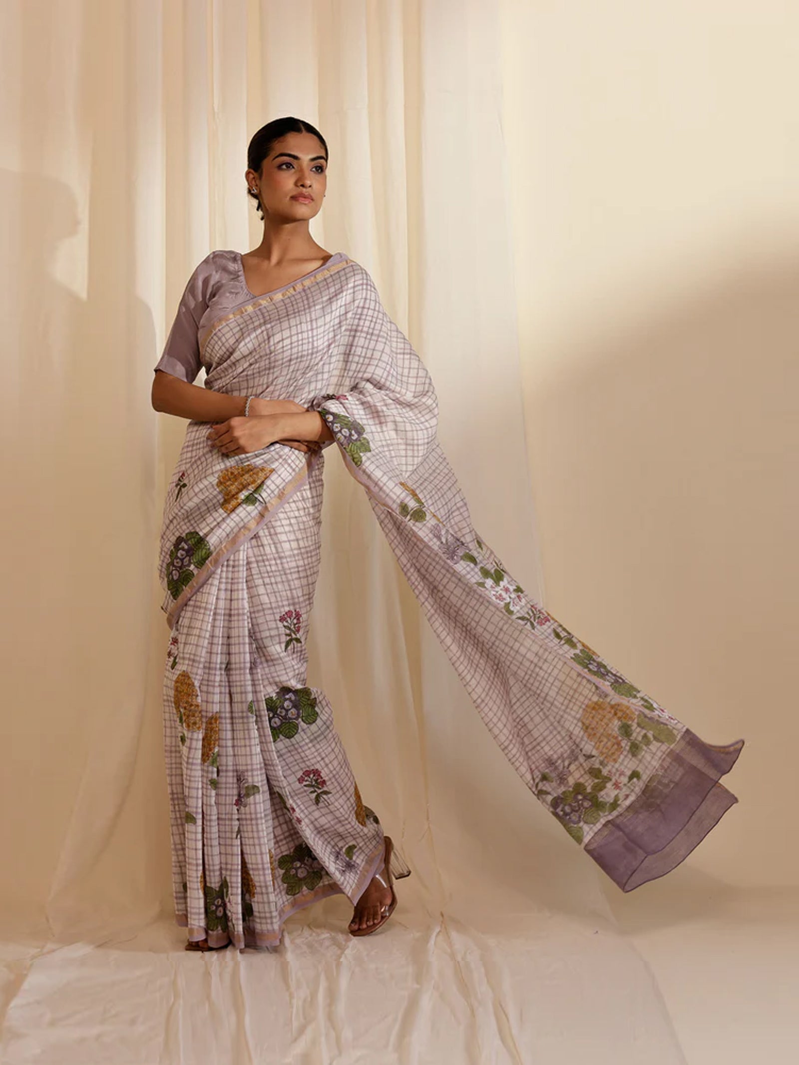Fussy Fusion Lavender Chanderi Saree