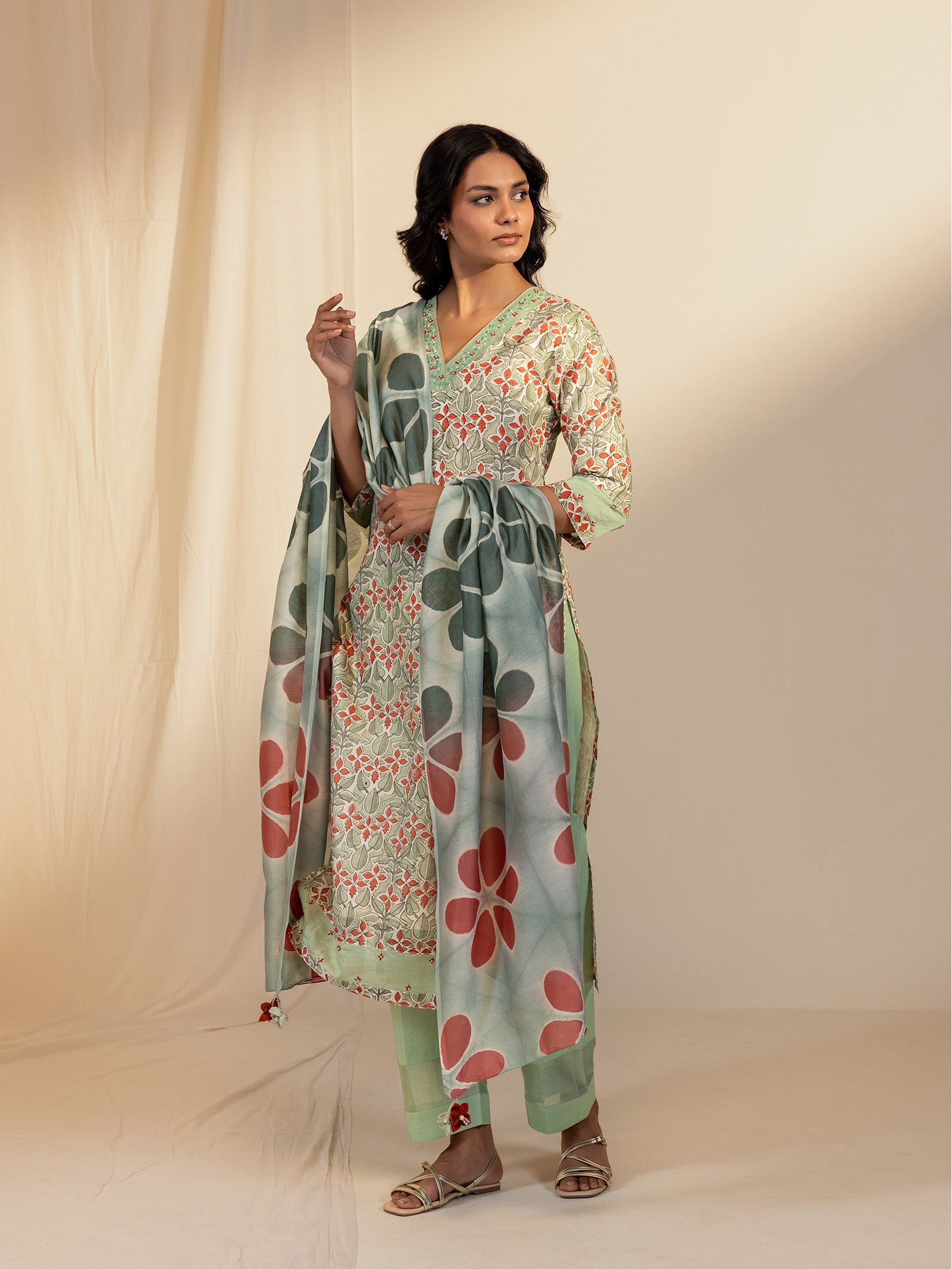 Earthy Green Chanderi Dupatta