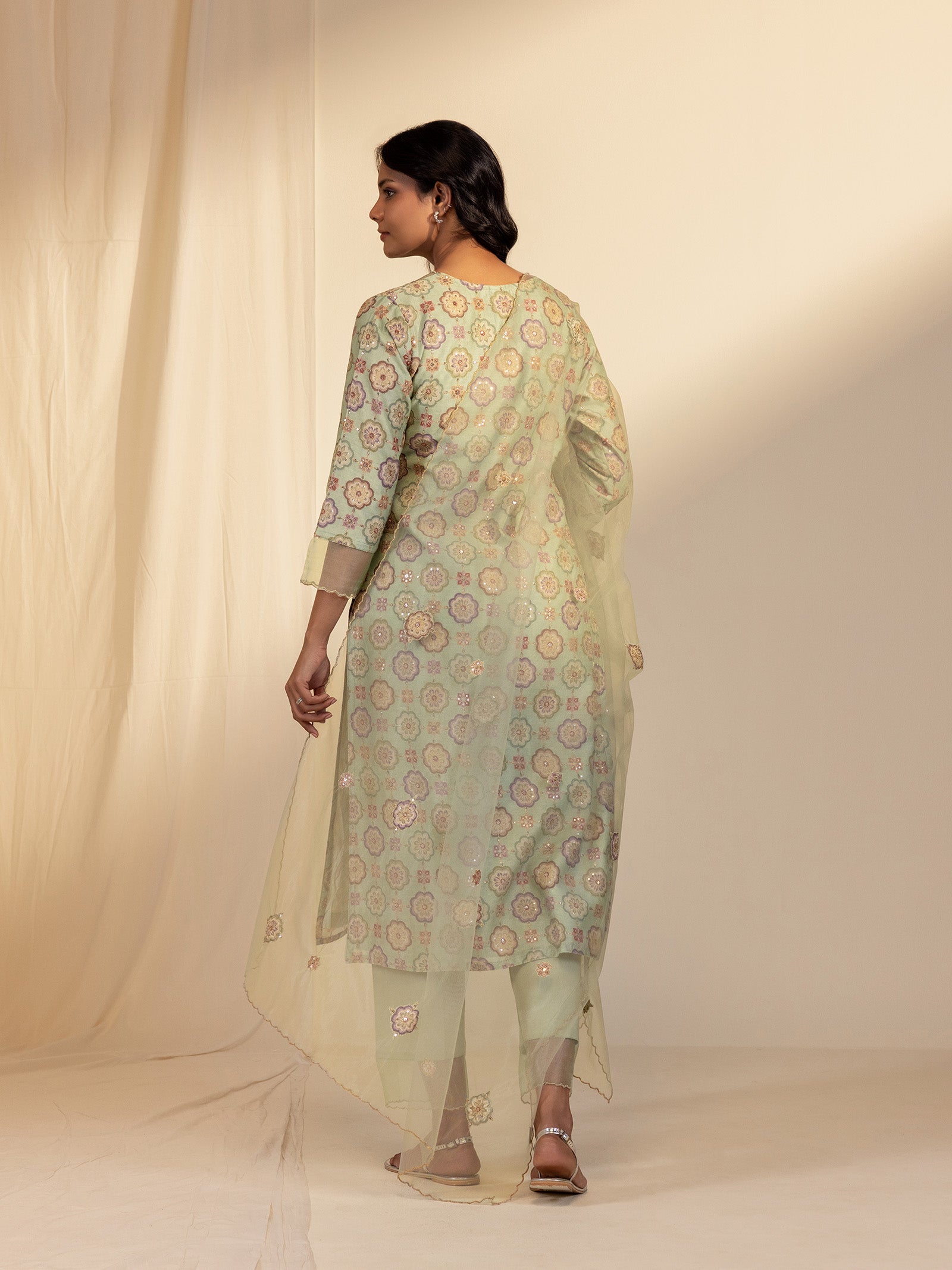 Green Velvet Net Dupatta