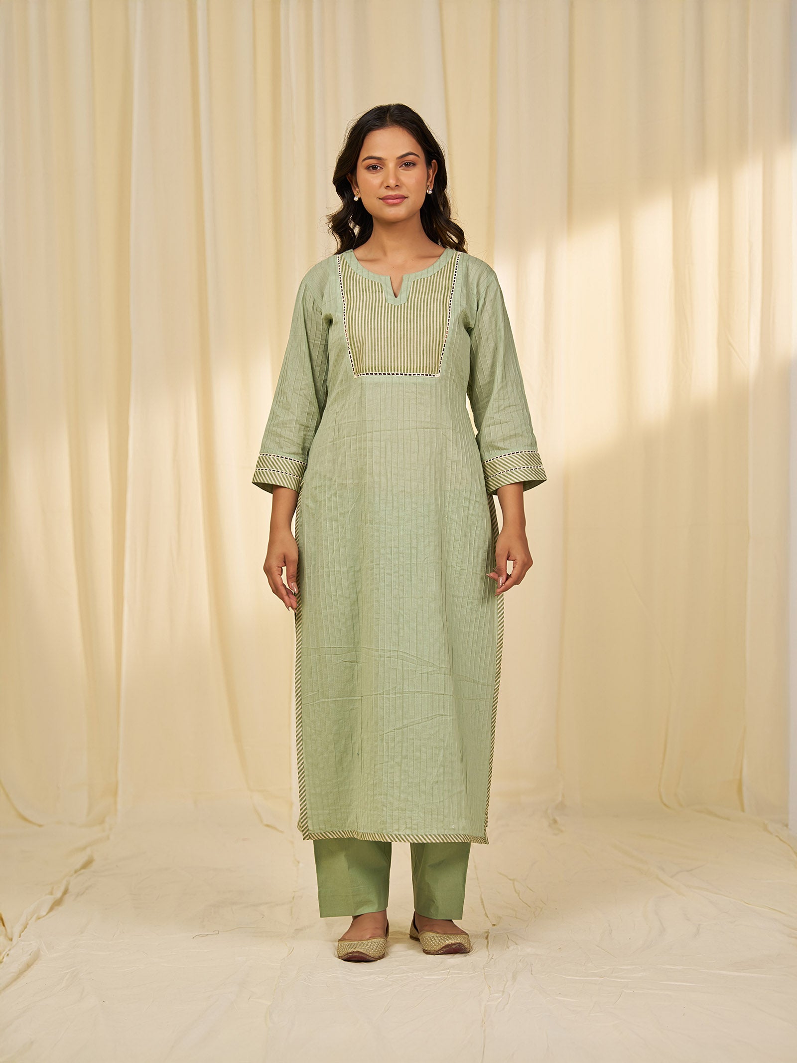 Green Tea Cotton Kurta