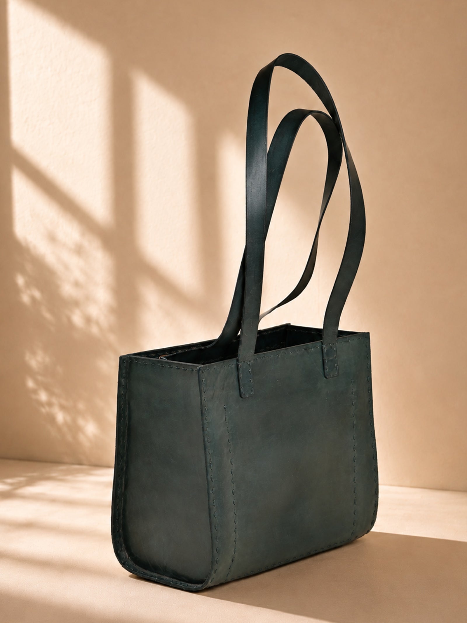 Green Tote Leather Bag - Small