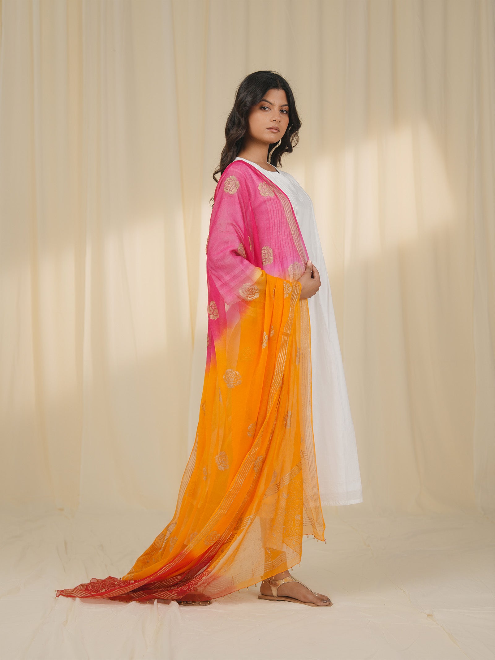 Holi Hai Orange Chiffon Dupatta