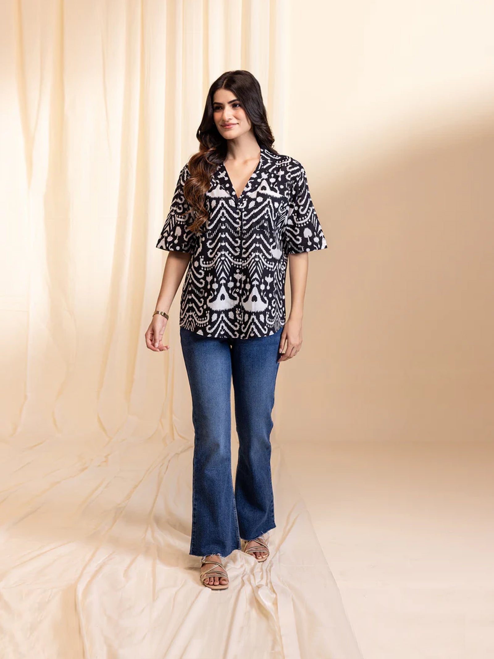 Ikat Redefined Coal Cotton Shirt