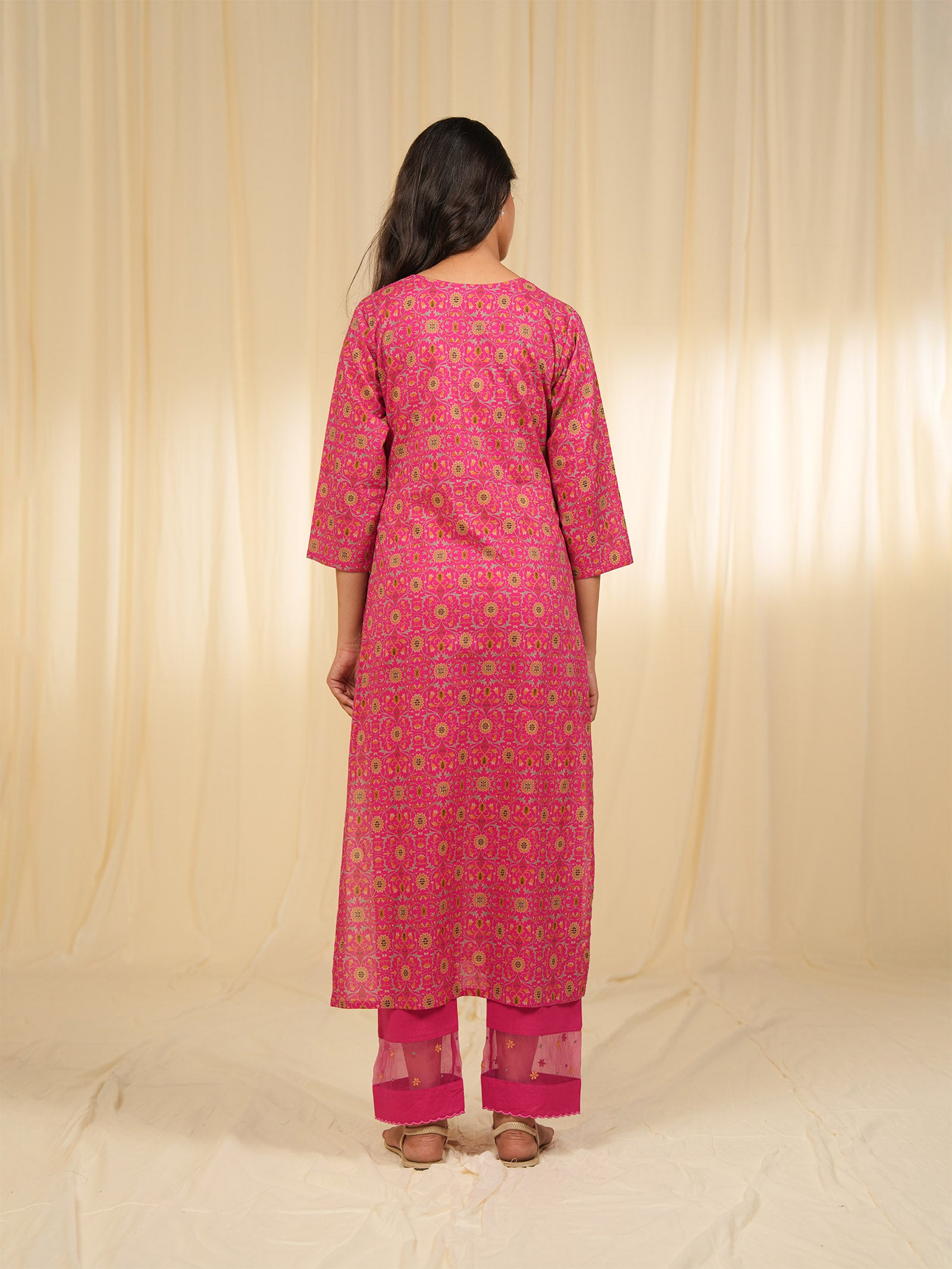 Indian Chintz Fuchsia Cotton Kurta