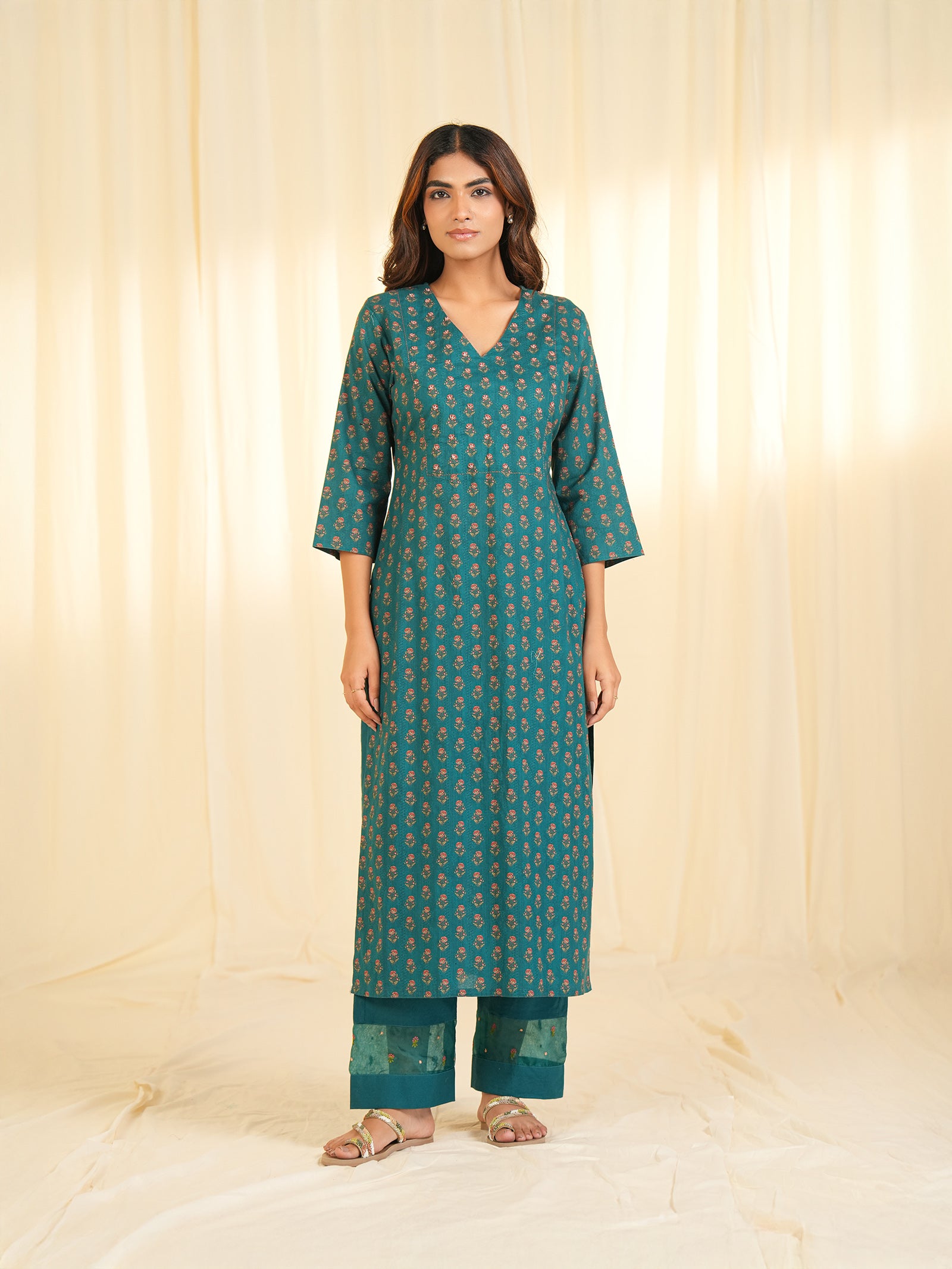 Indian Chintz Peacock Cotton Kurta
