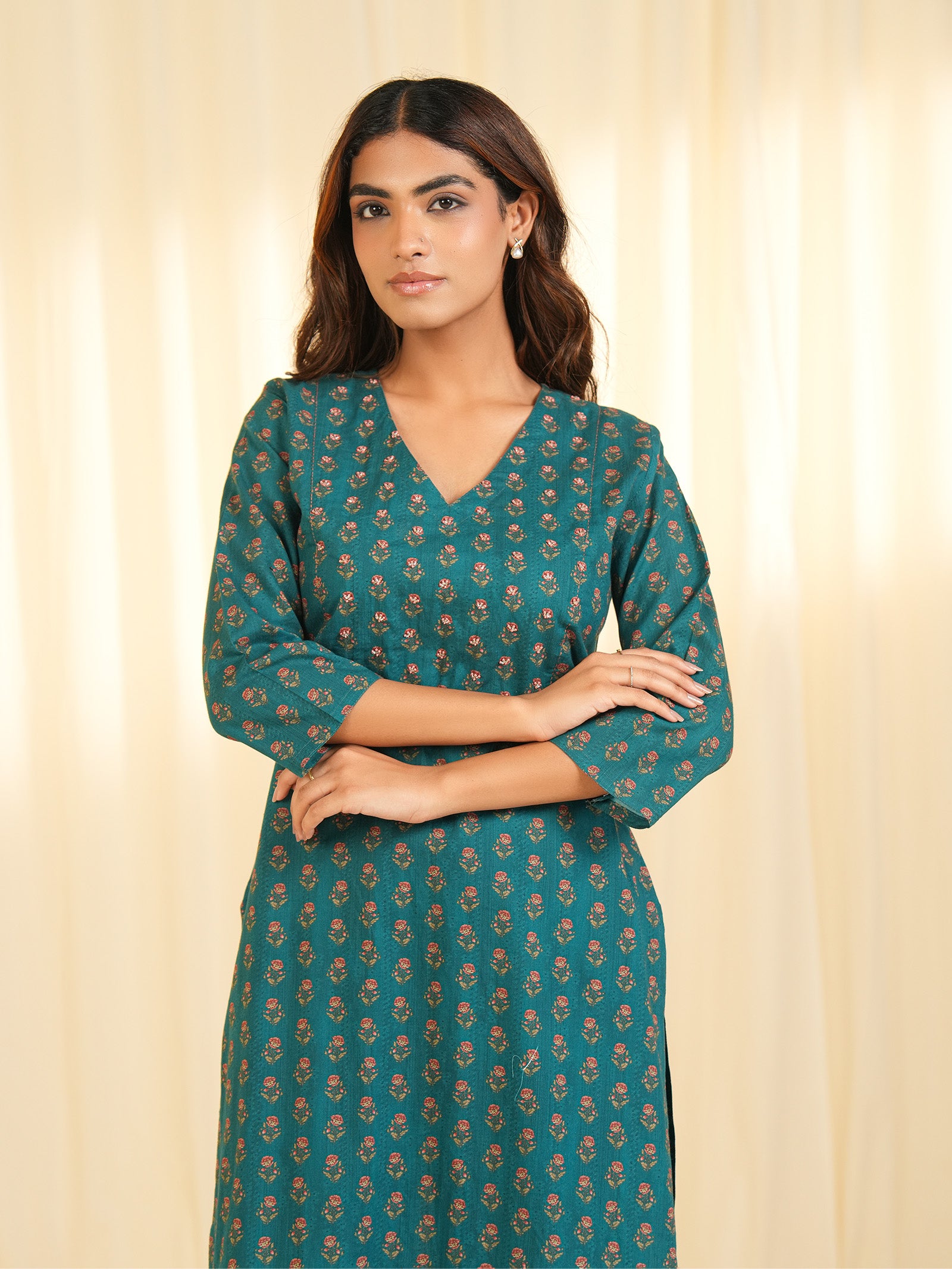 Indian Chintz Peacock Cotton Kurta