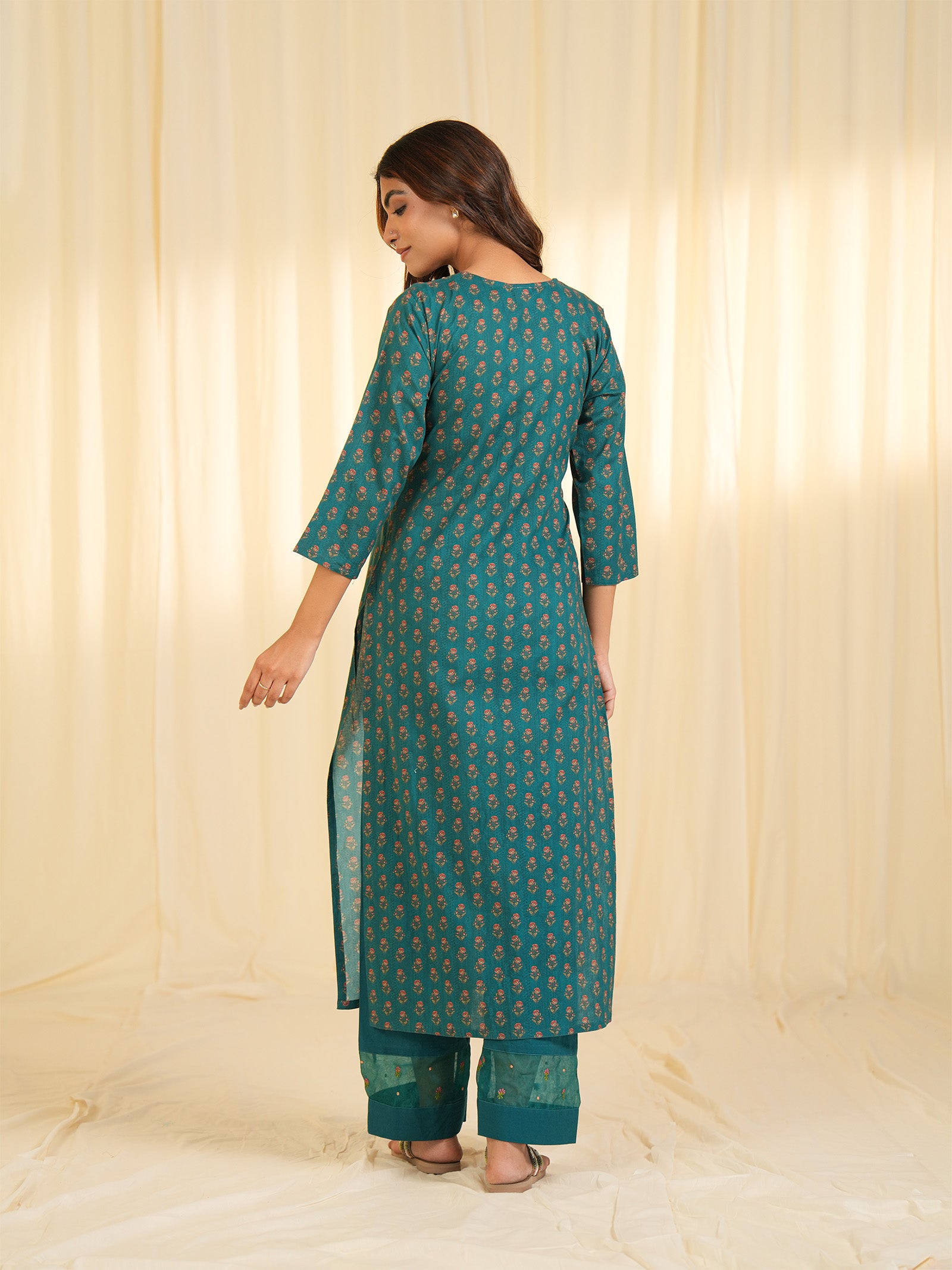 Indian Chintz Peacock Cotton Kurta