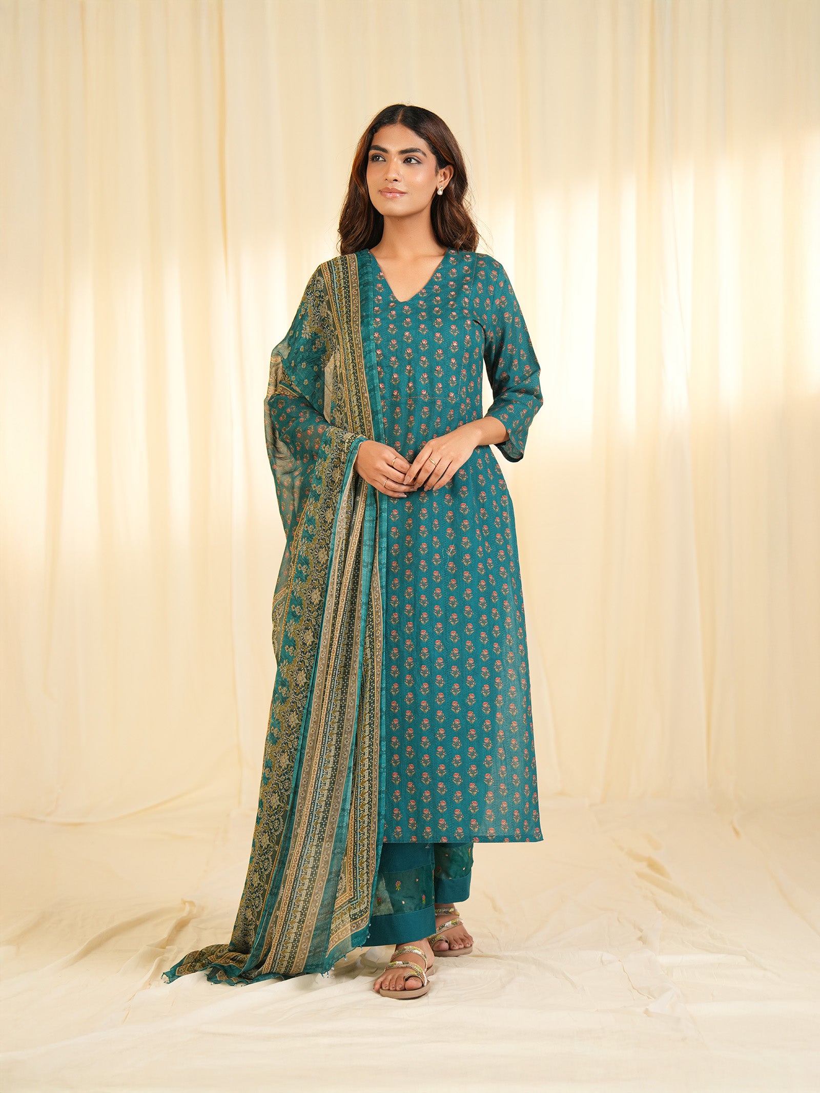 Indian Chintz Peacock Cotton Kurta