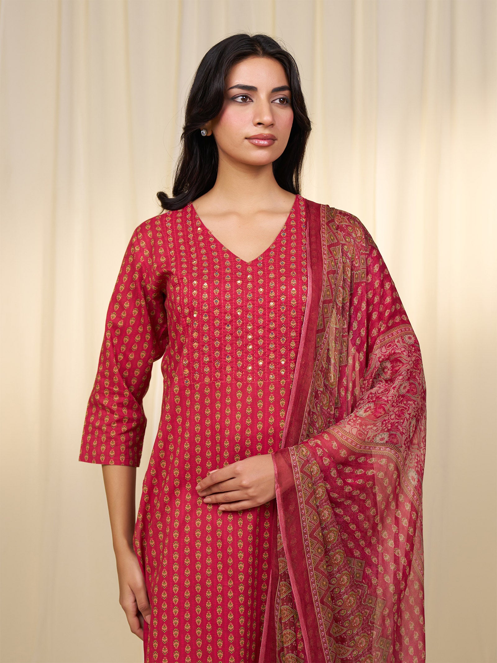 Indian Chintz Sherry Chiffon Dupatta