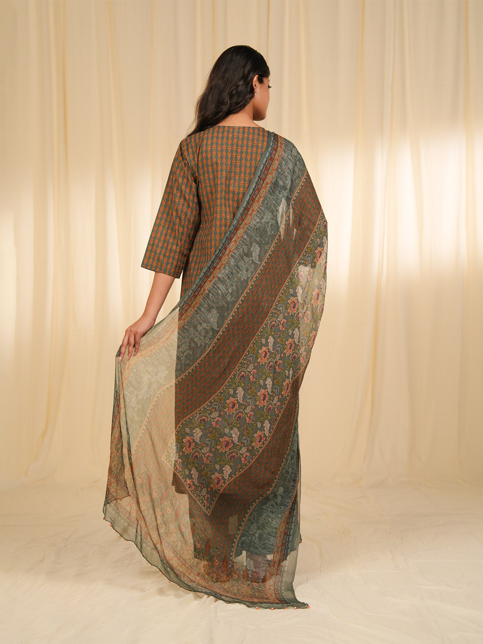 Indian Chintz Tarnish Chiffon Dupatta