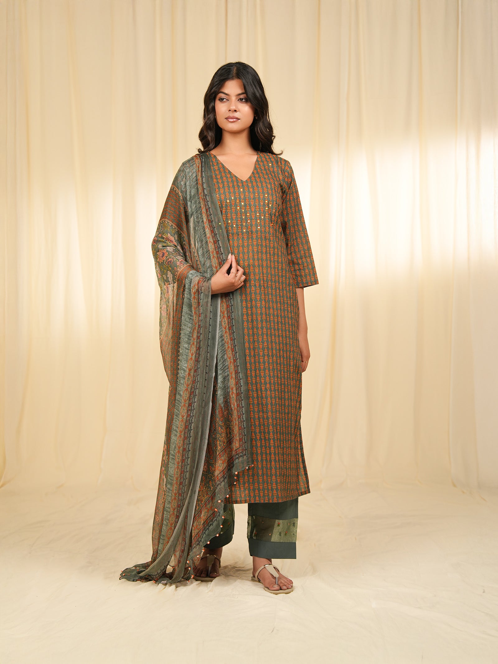 Indian Chintz Tarnish Chiffon Dupatta