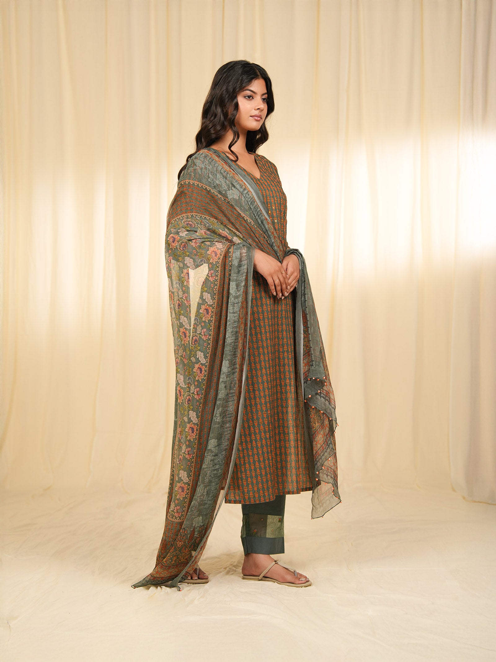 Indian Chintz Tarnish Chiffon Dupatta