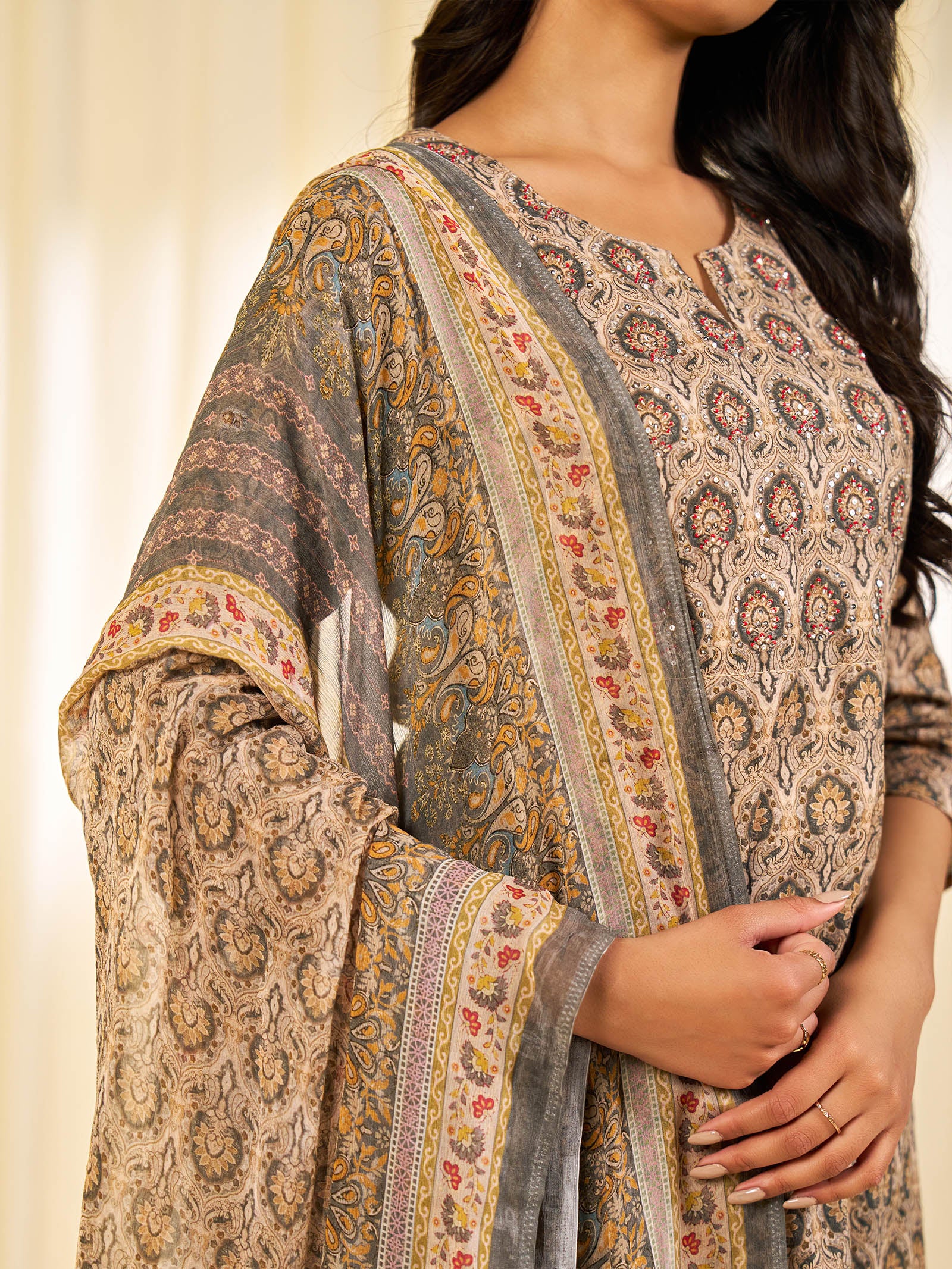 Indian Chintz Truffle Chiffon Dupatta