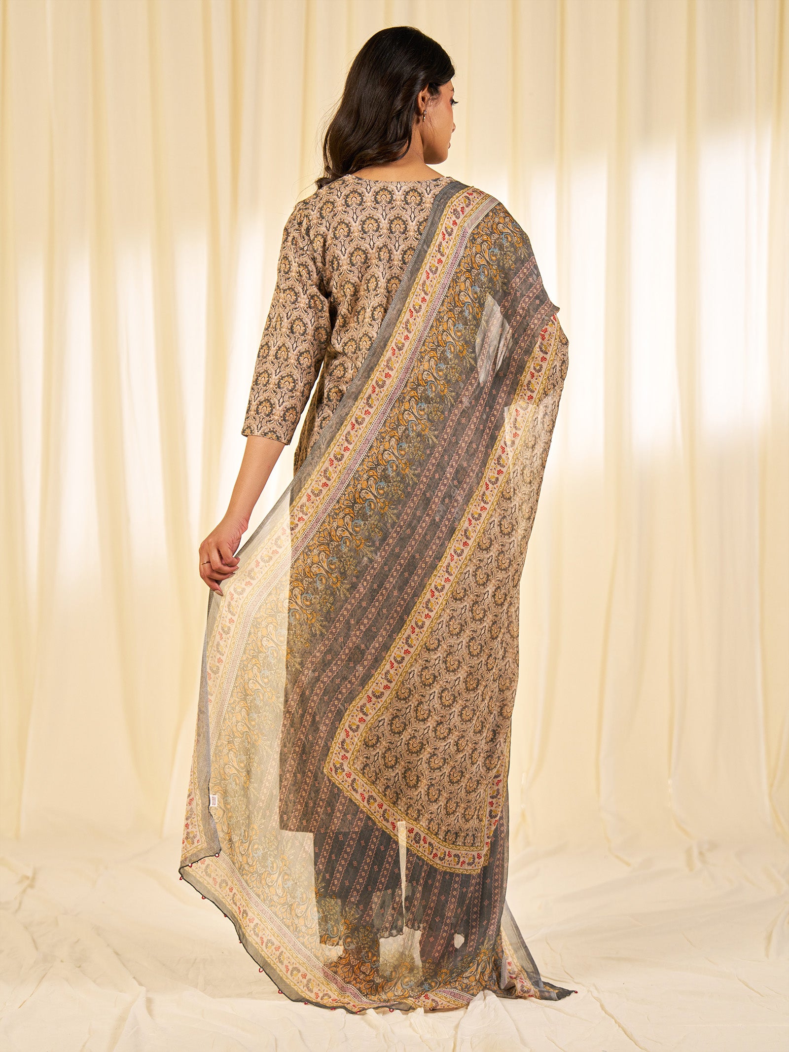 Indian Chintz Truffle Chiffon Dupatta