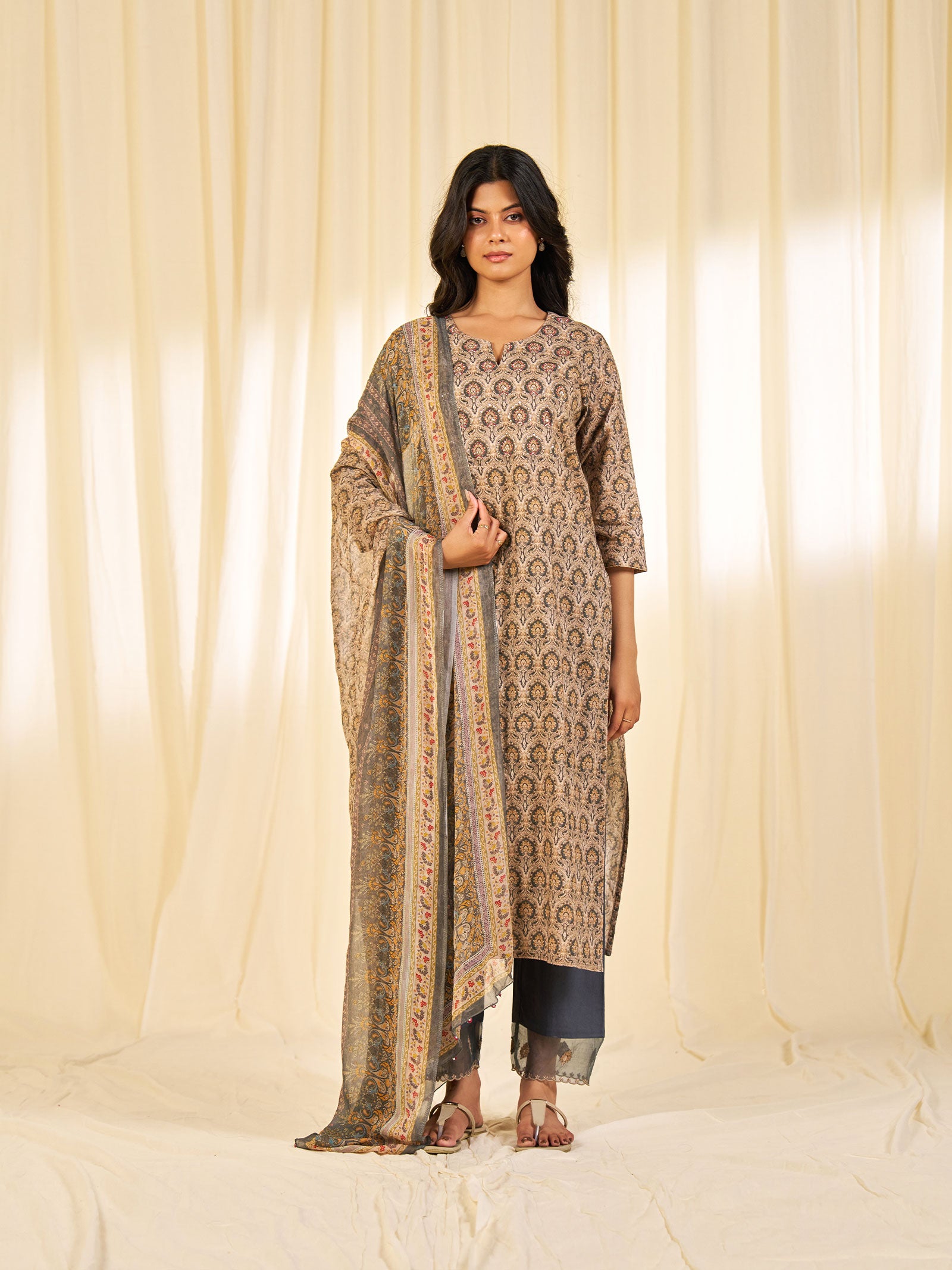 Indian Chintz Truffle Cotton Kurta