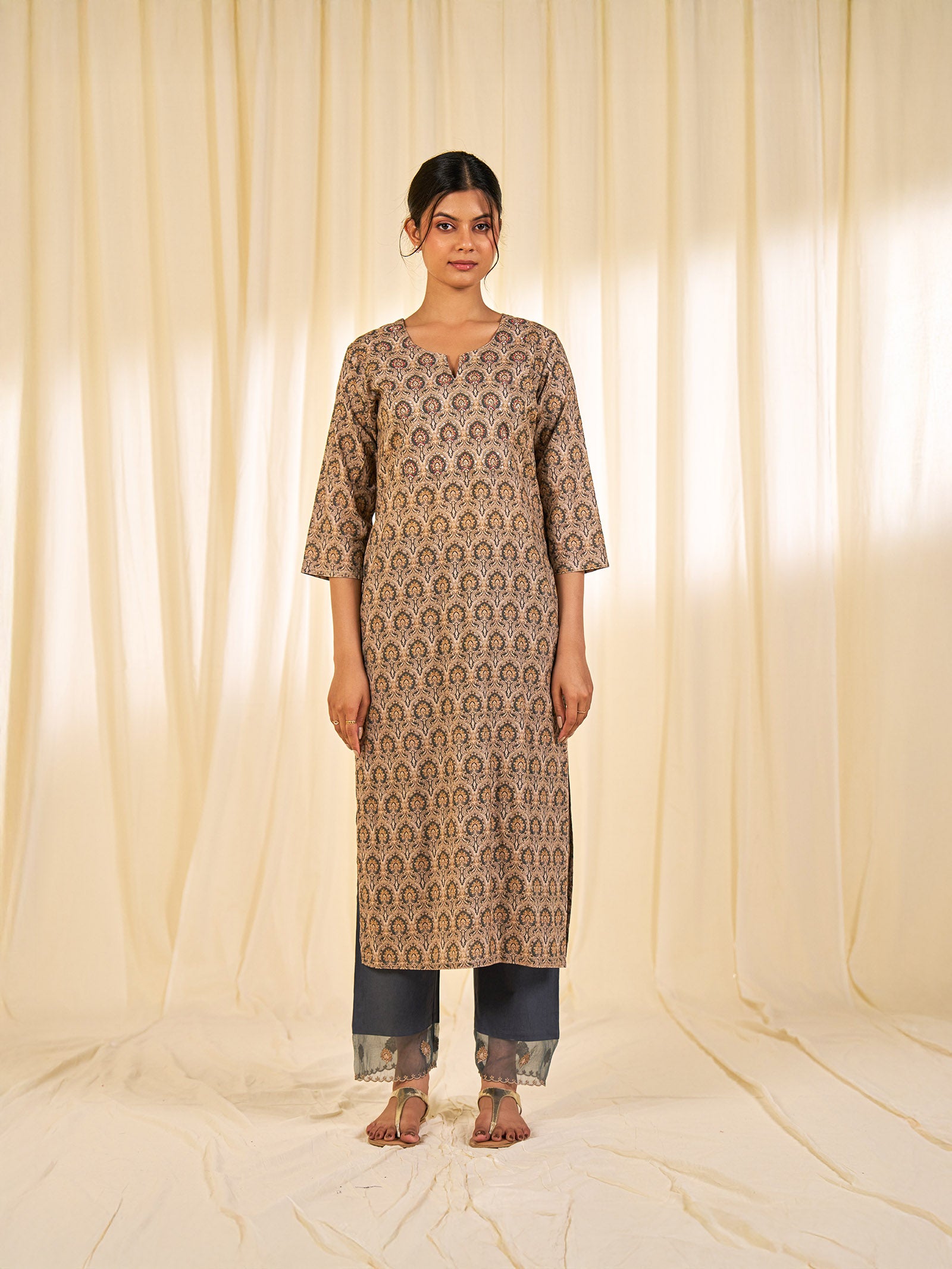 Indian Chintz Truffle Cotton Kurta