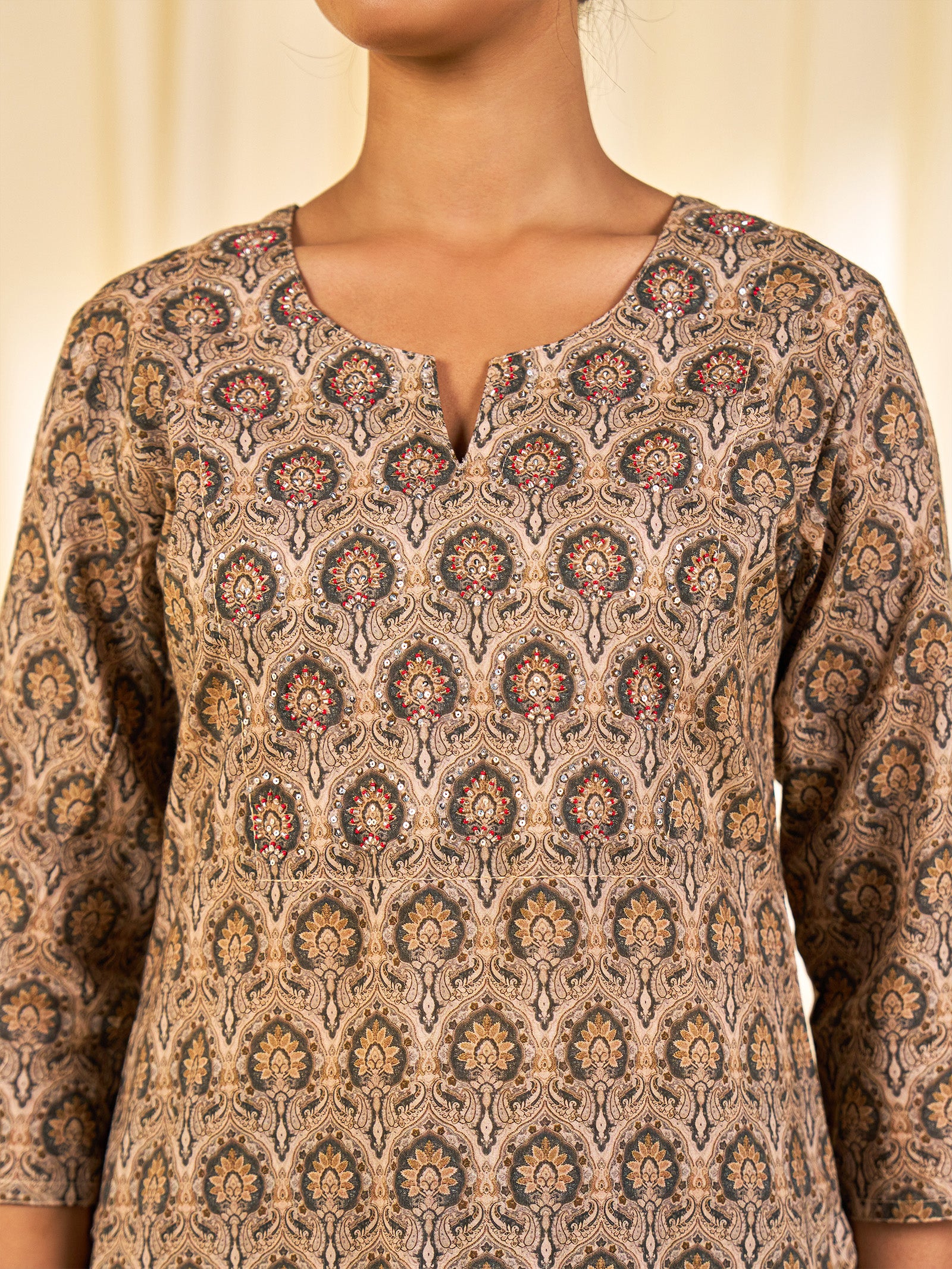 Indian Chintz Truffle Cotton Kurta