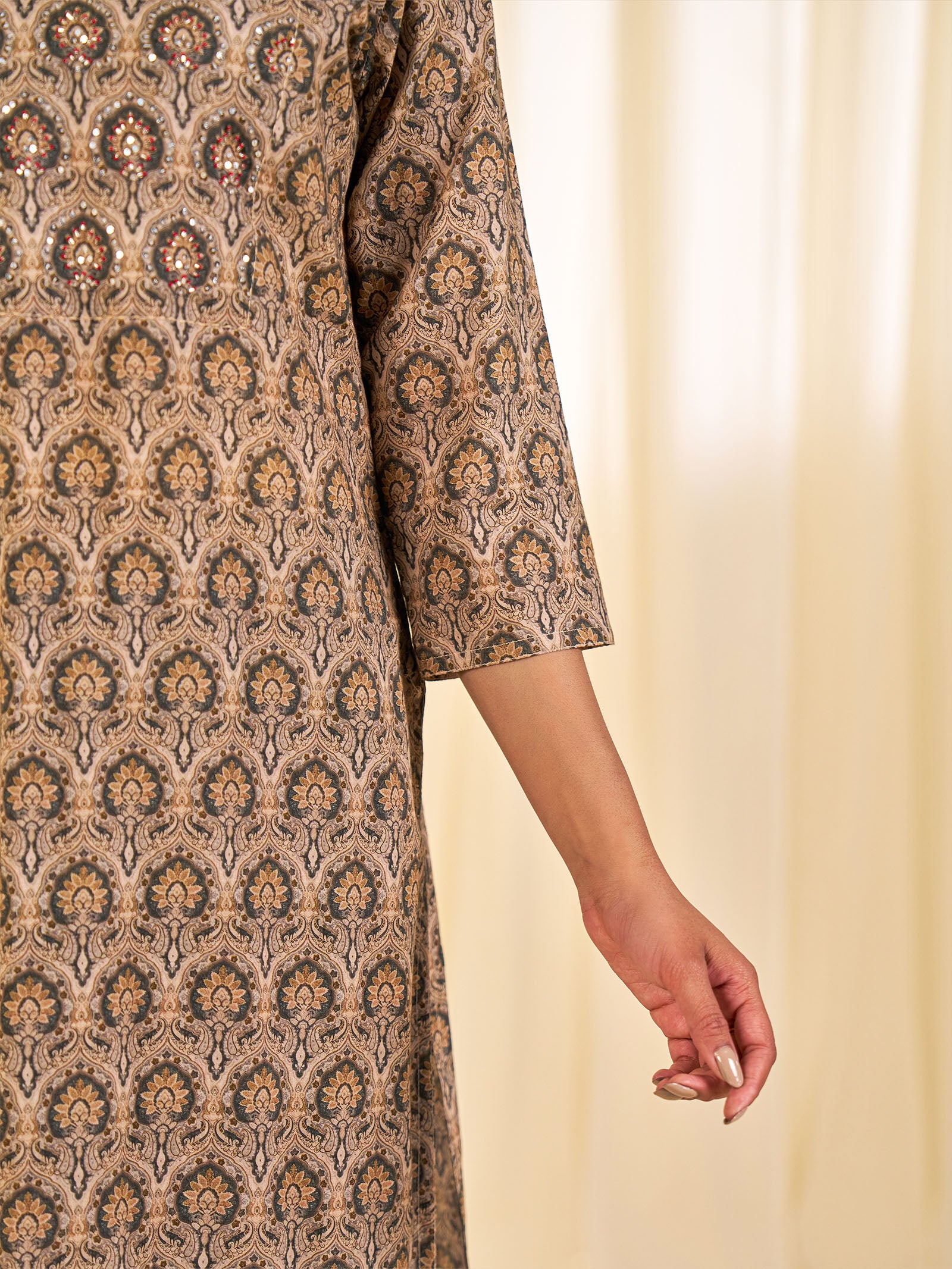 Indian Chintz Truffle Cotton Kurta