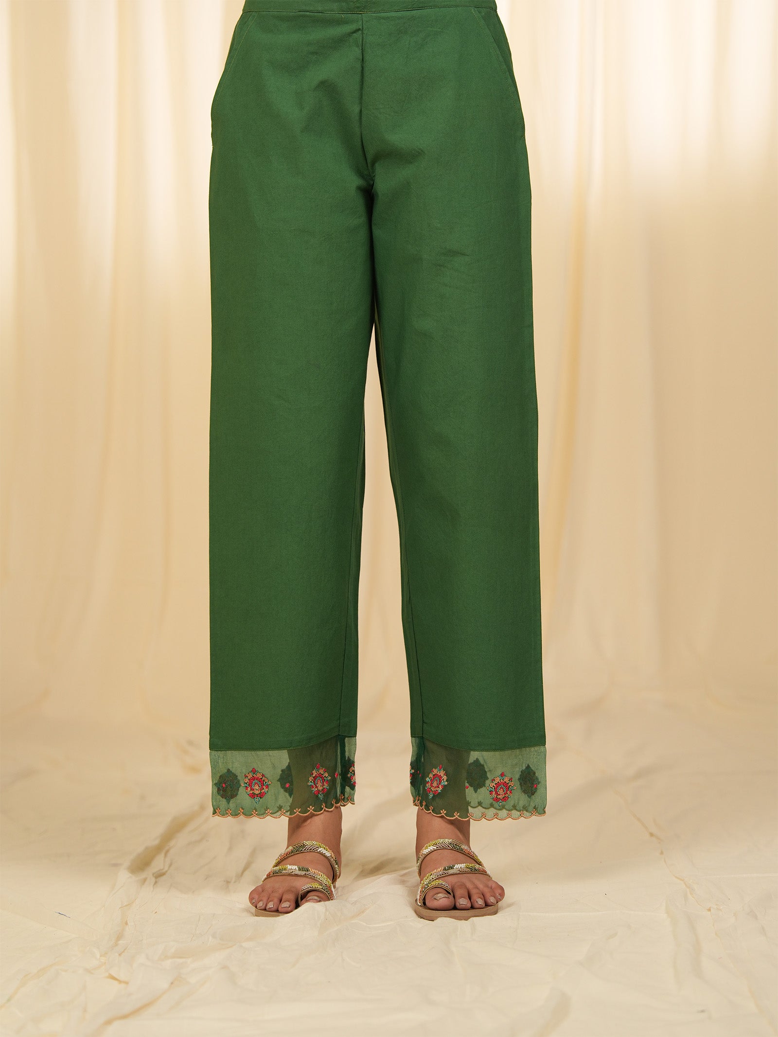 Indian Chintz Verdant Cotton Straight Pants