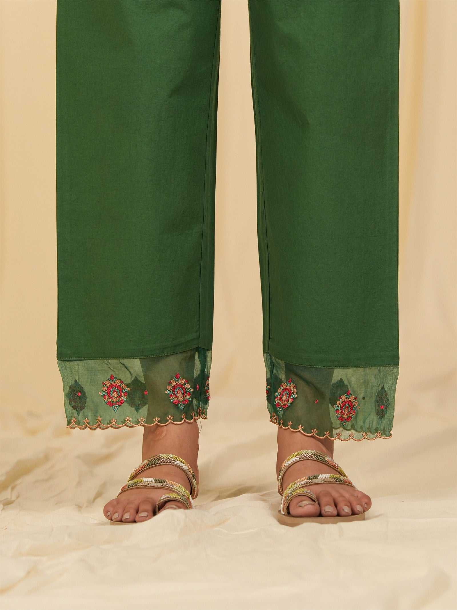 Indian Chintz Verdant Cotton Straight Pants