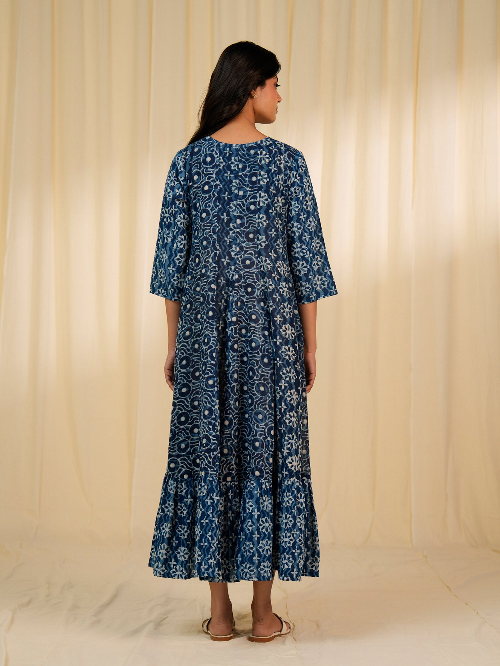 Indigo Frill Cotton Dress