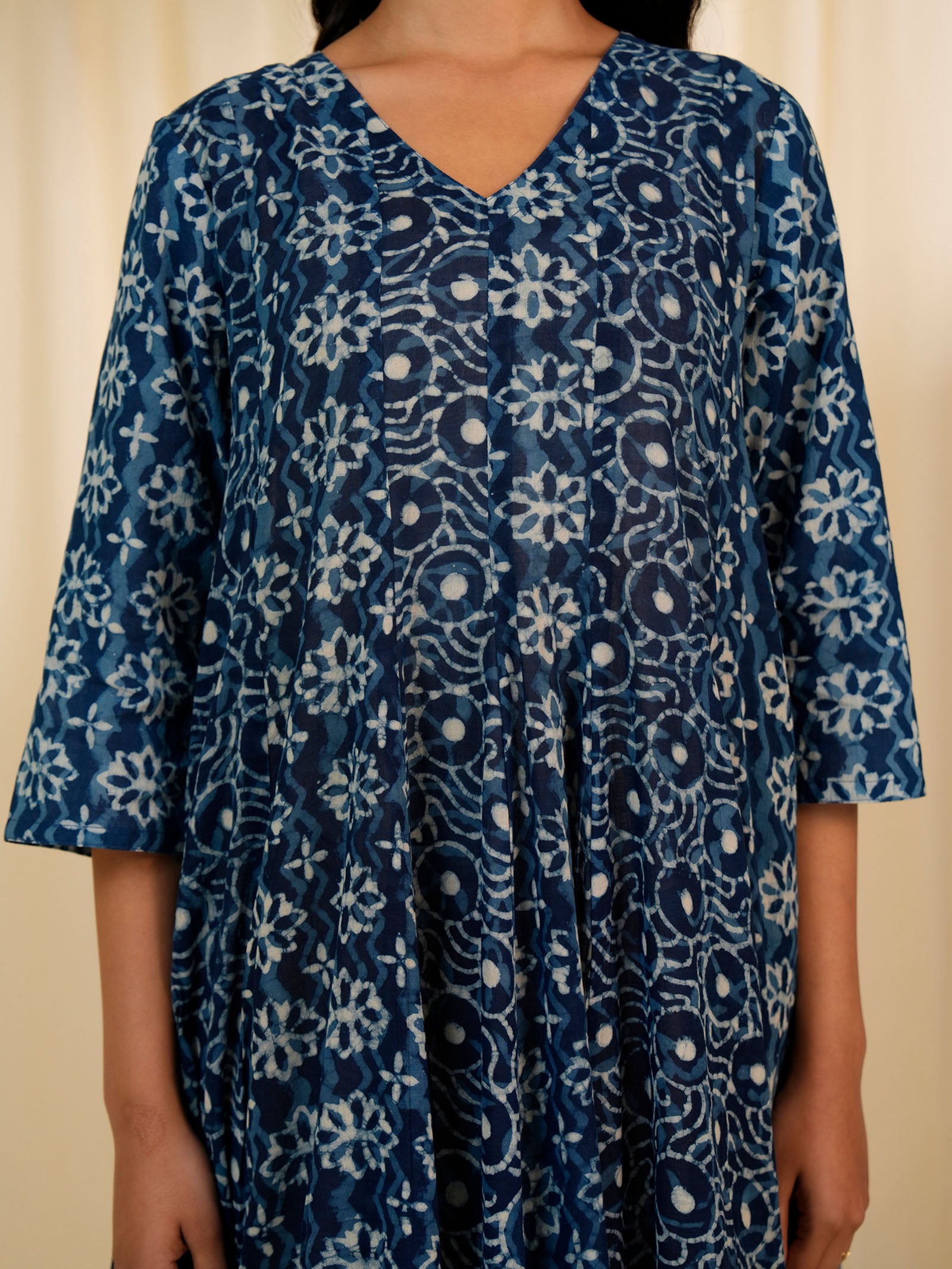 Indigo Frill Cotton Dress