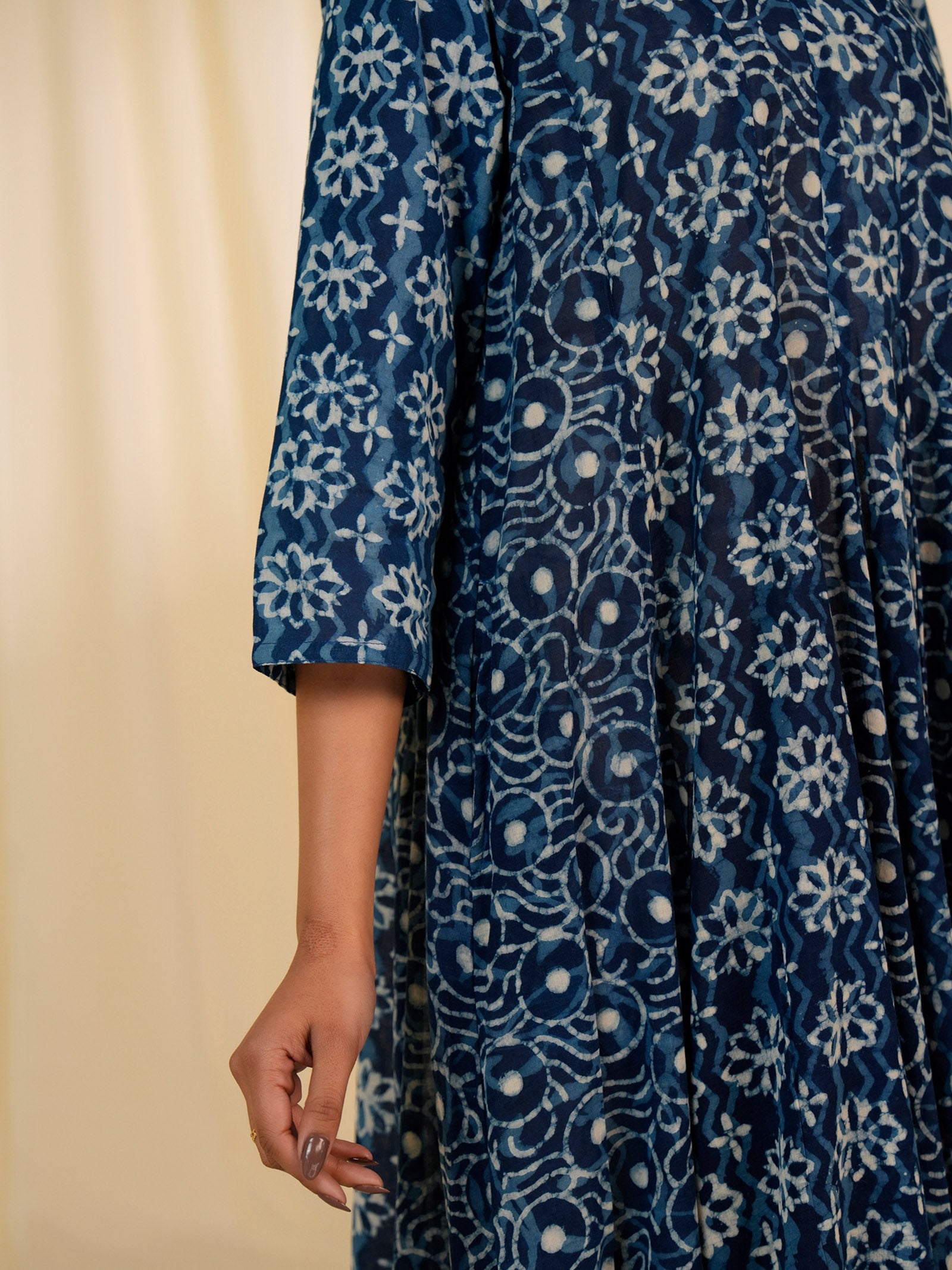 Indigo Frill Cotton Dress