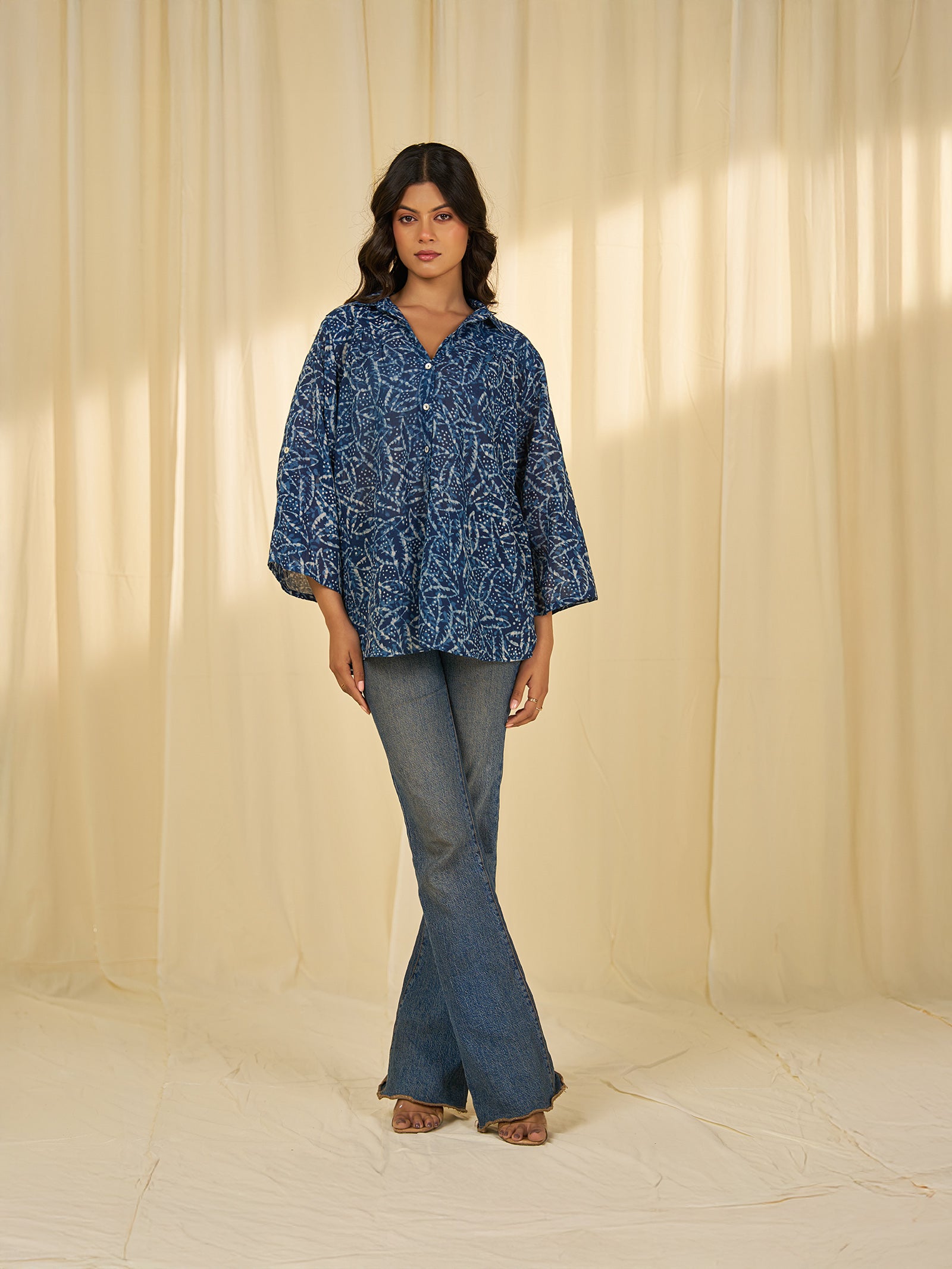 Indigo Leaf Cotton Shirt