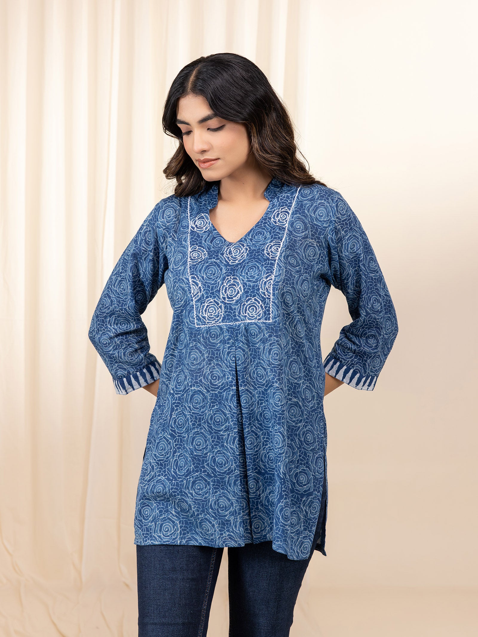 Indigo Roses Voile Kurti