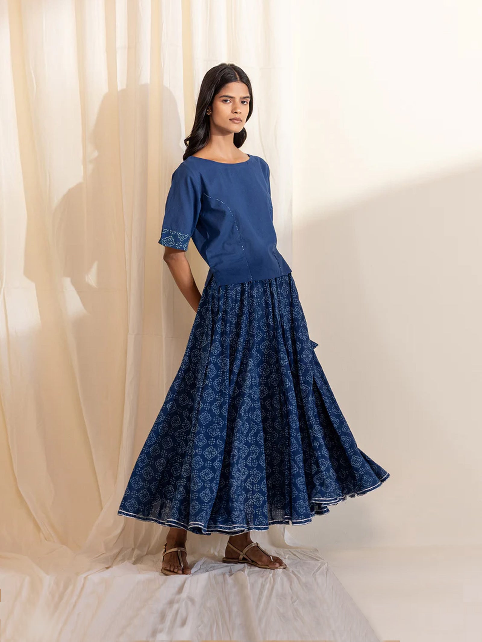 Indigo Starlit Cotton Crop Top