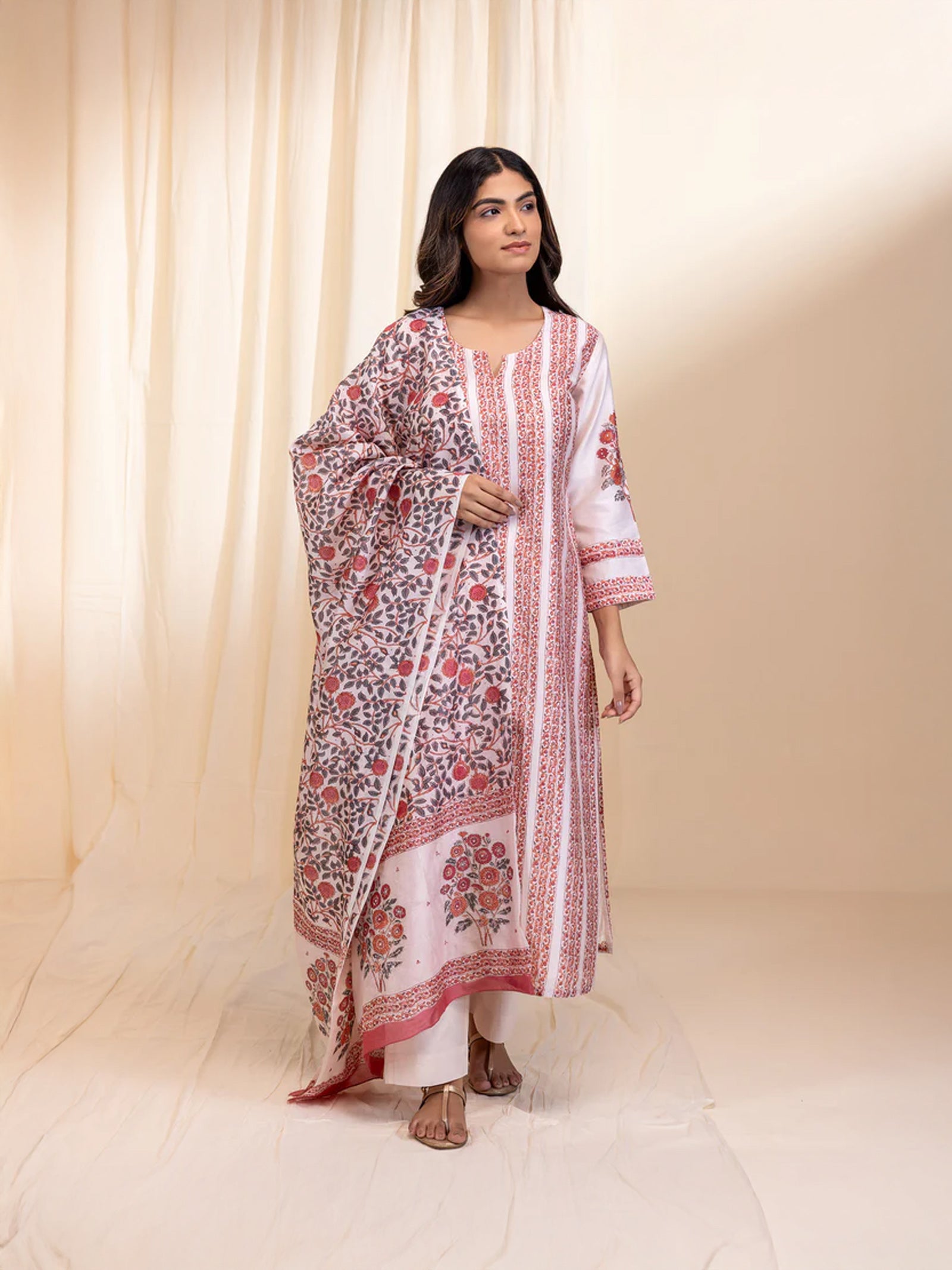Butter and Blush Chanderi Kurta
