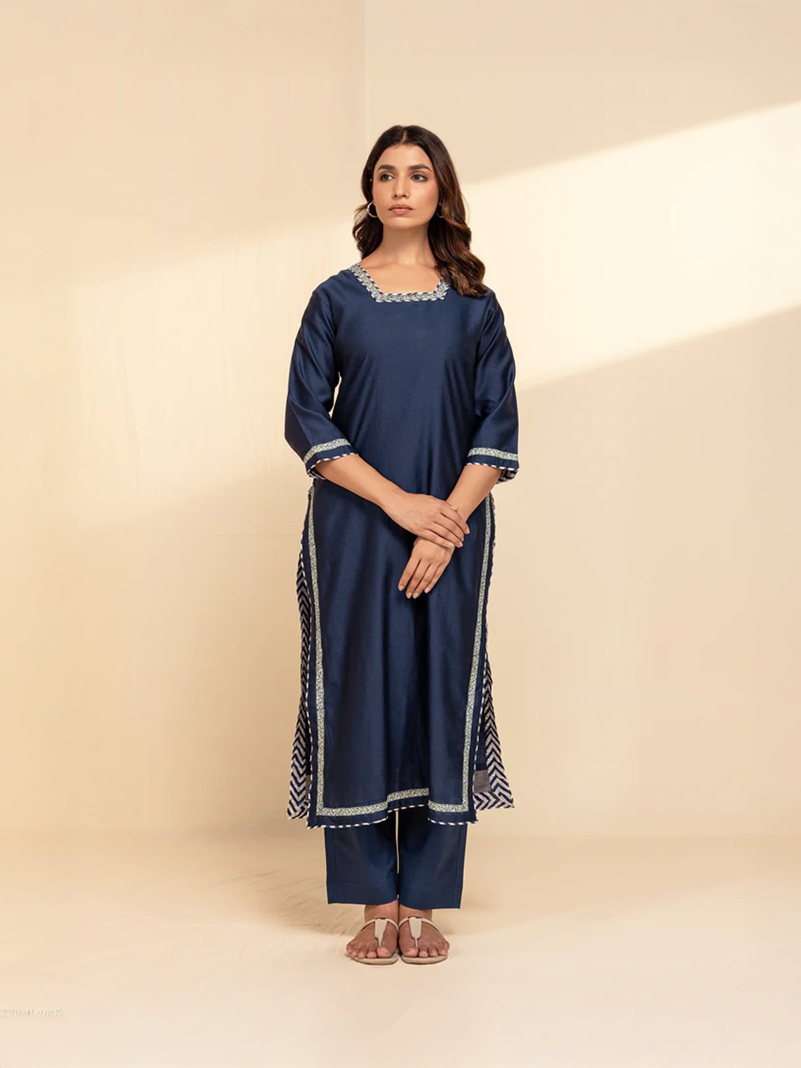 In Indigo Chanderi Kurta