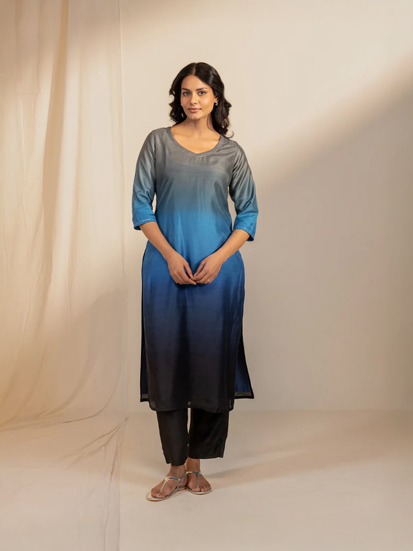 Ombre Blue Modal Muslin Kurta
