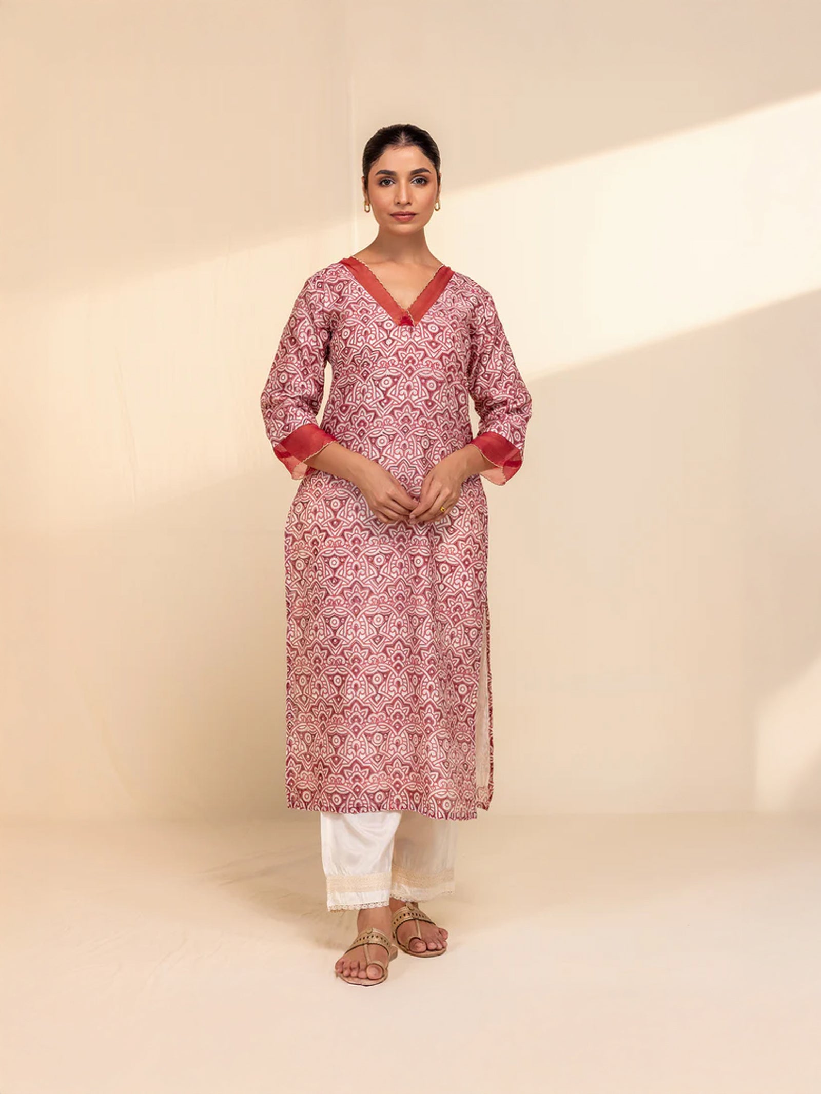 Red Velvet Chanderi Kurta