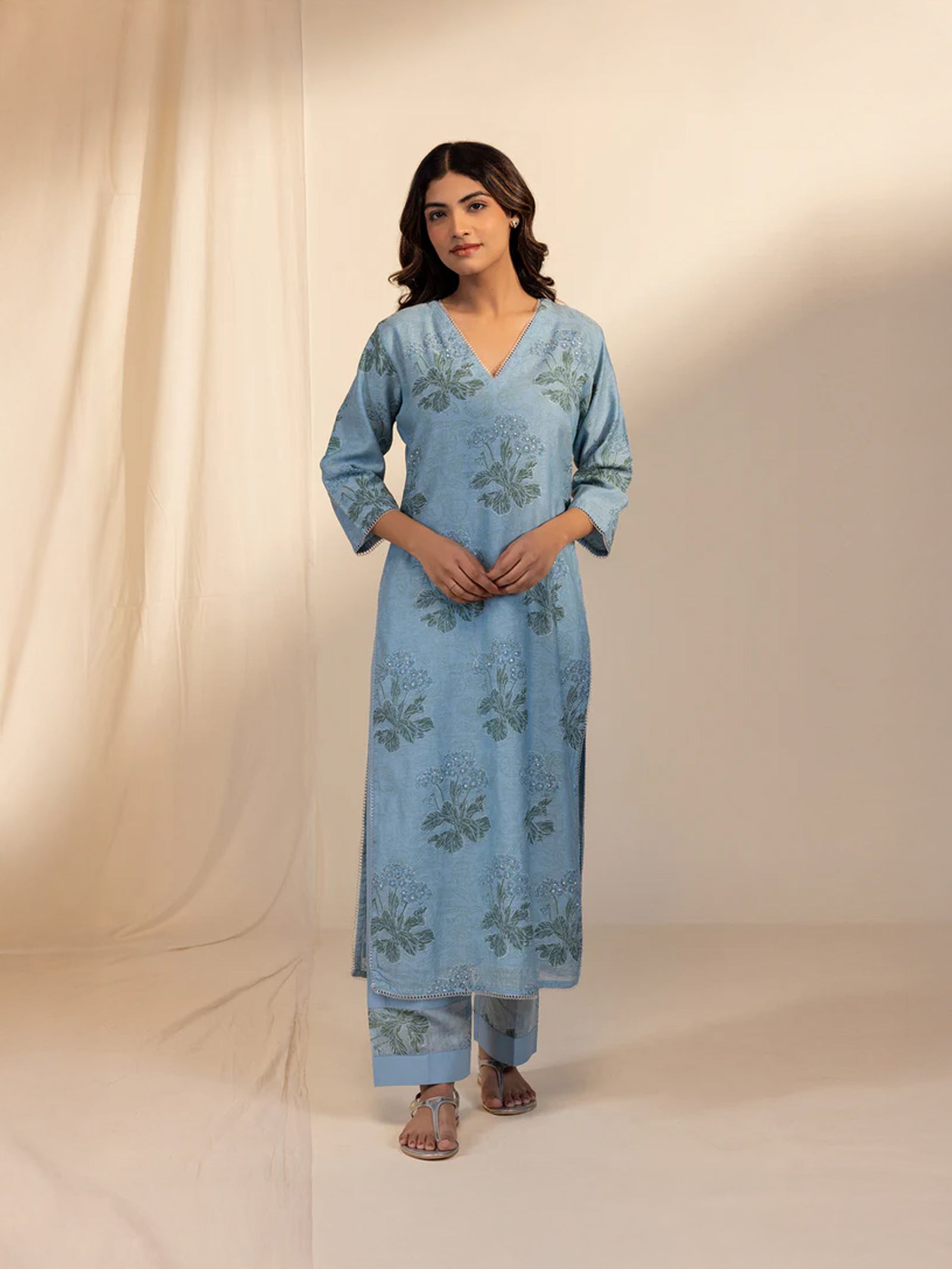 Silver Smith Blue Chanderi Kurta