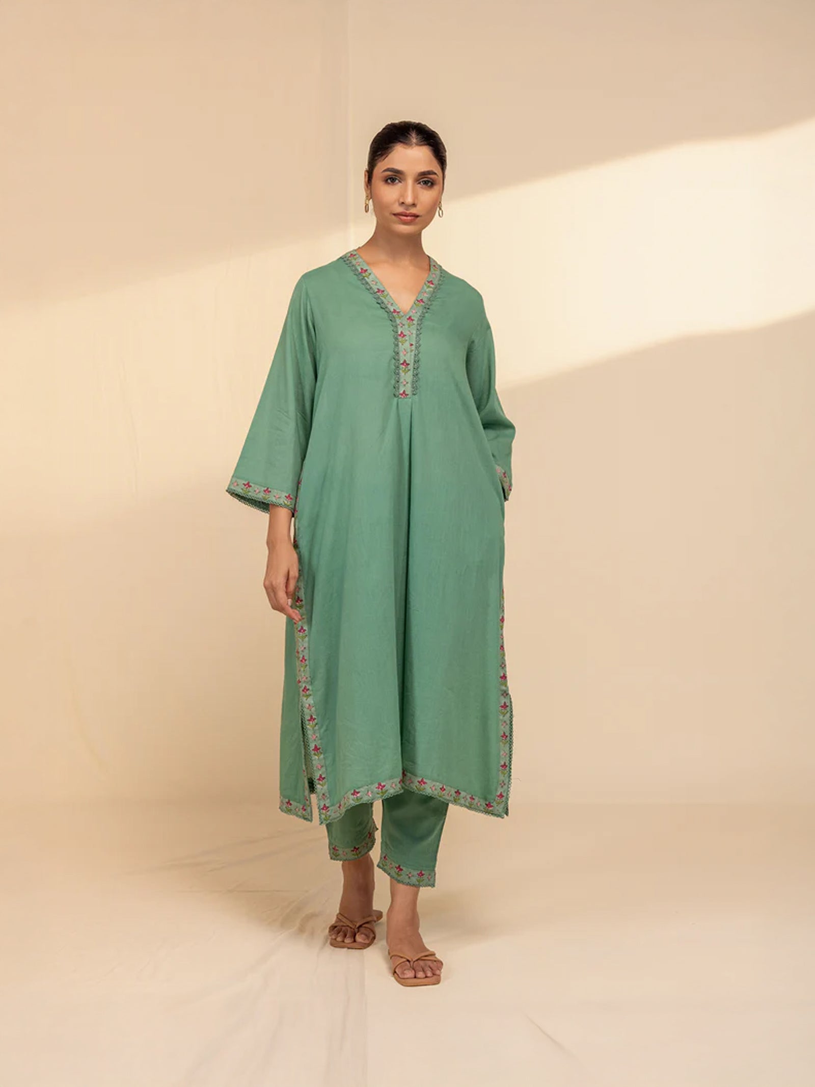 Sketch Book Green Voile Kurta