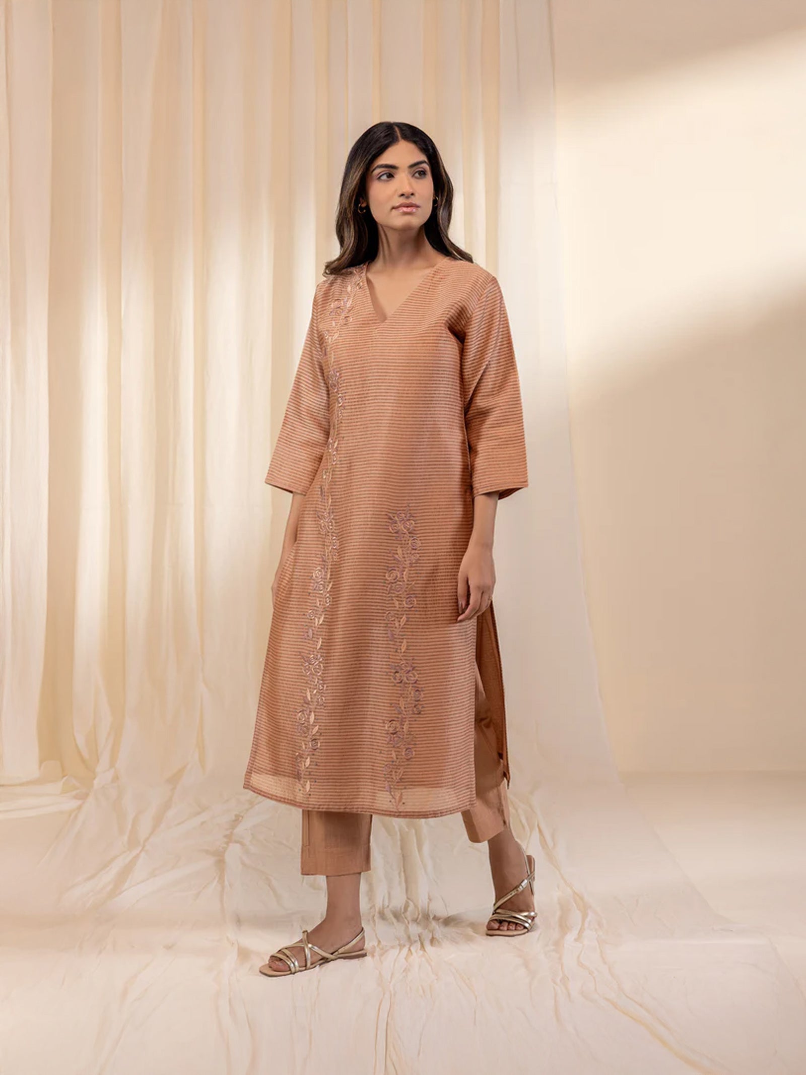 Skin Tones Honey Chanderi Kurta