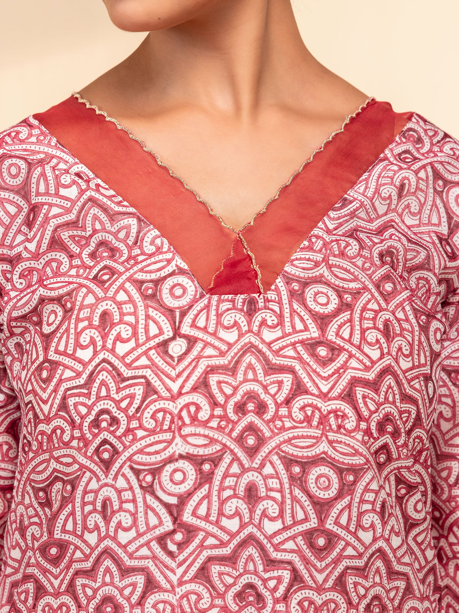 Red Velvet Chanderi Kurta