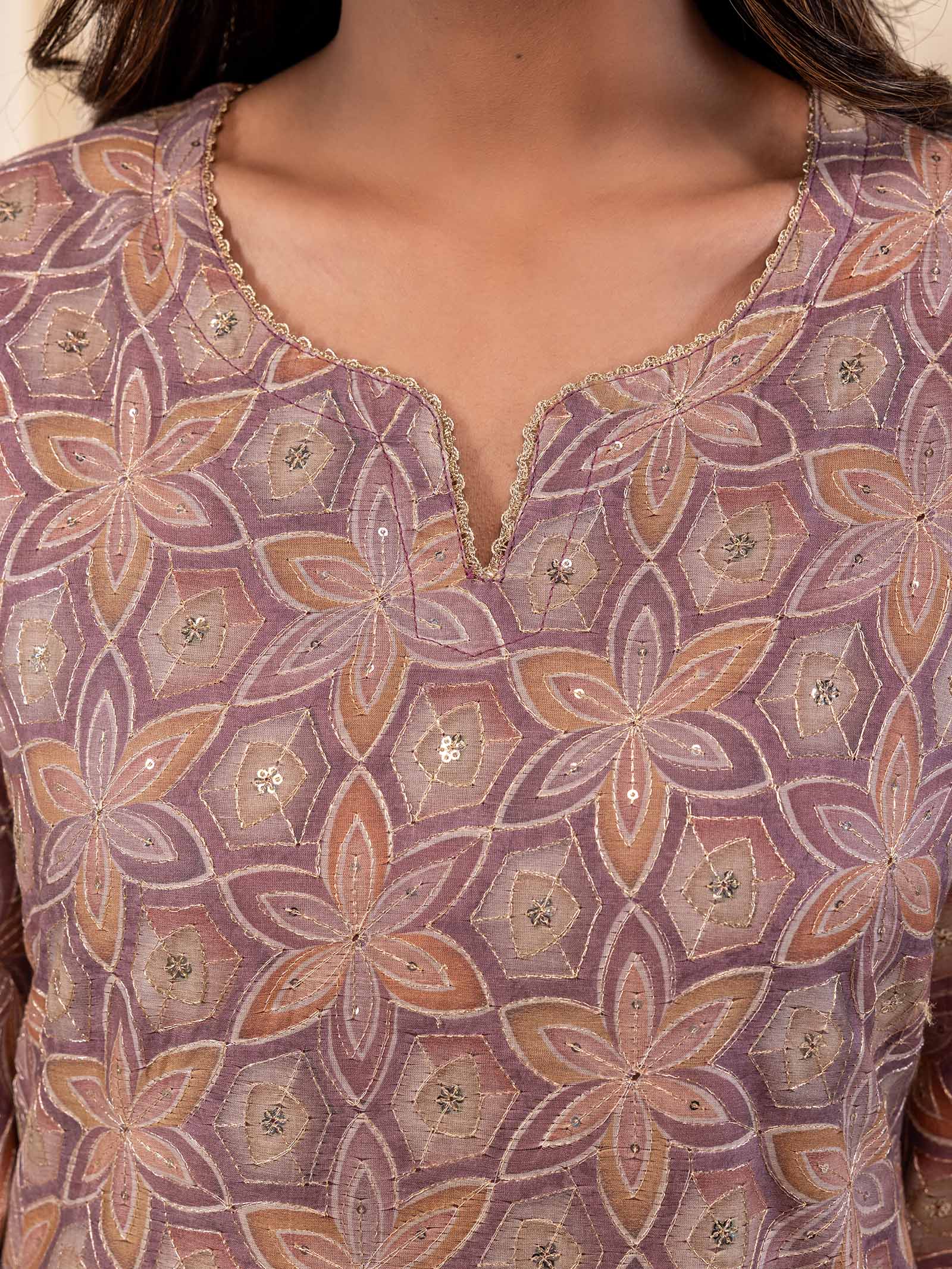 Celebration Mauve Chanderi Kurta