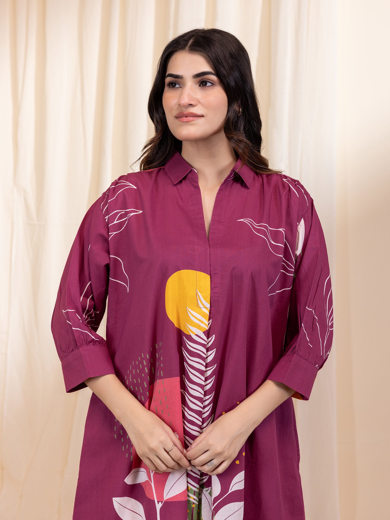 Boho Purple Cotton Kurta