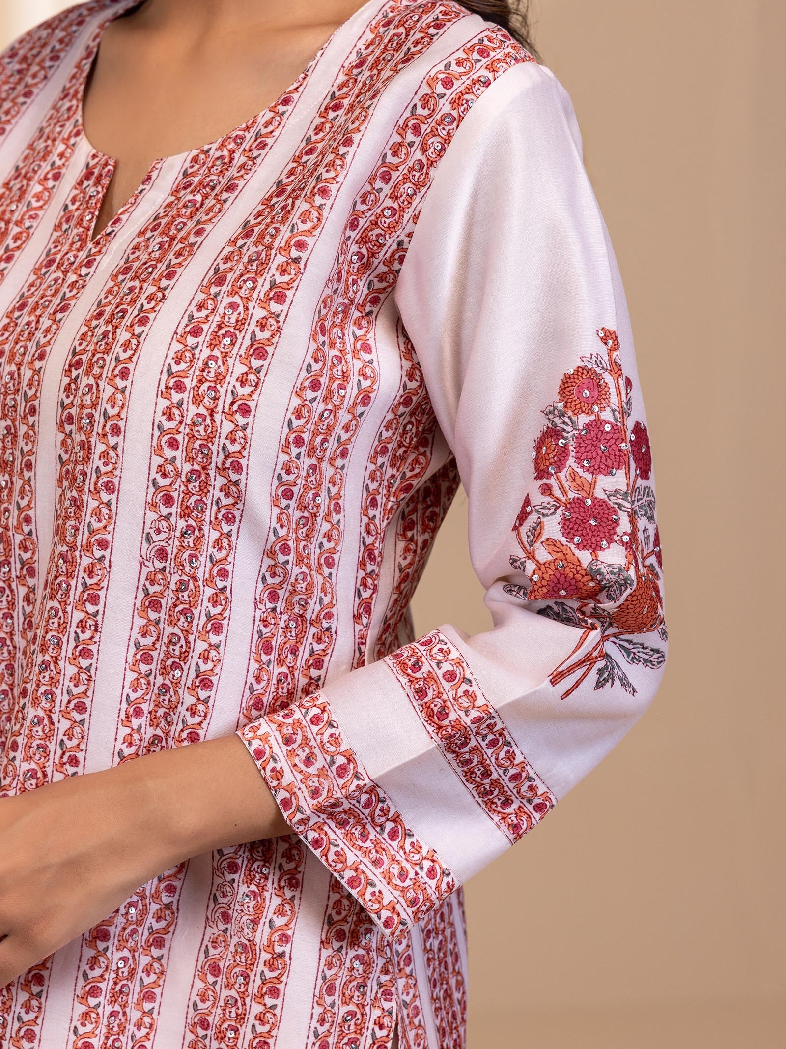 Butter and Blush Chanderi Kurta