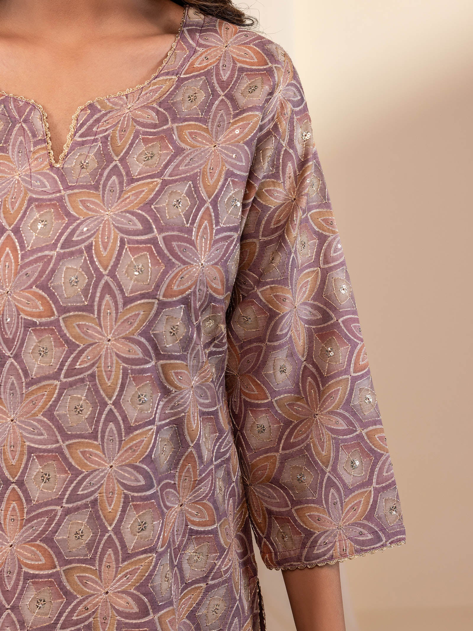 Celebration Mauve Chanderi Kurta