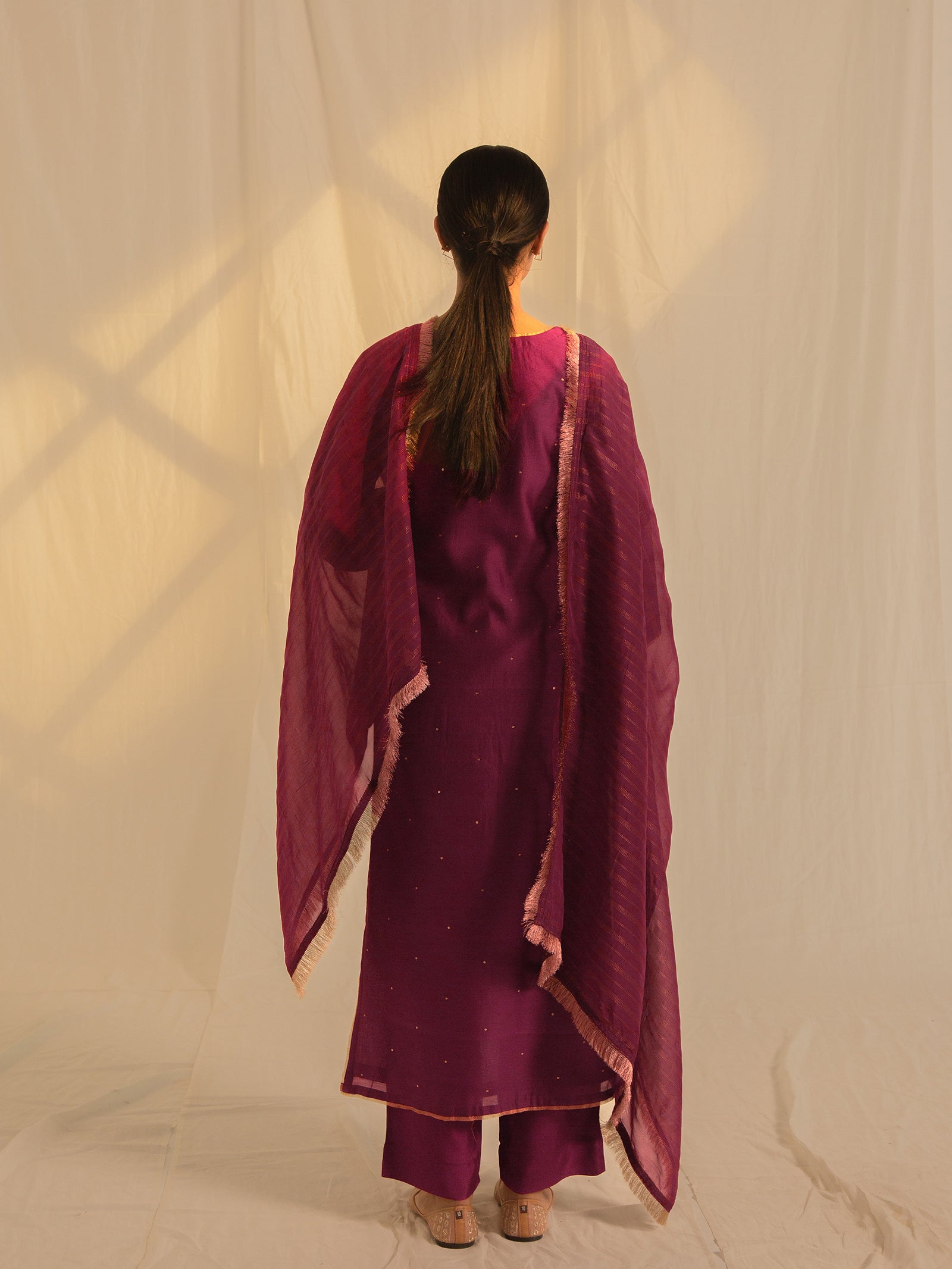 Festive Maroon Chanderi Kurta